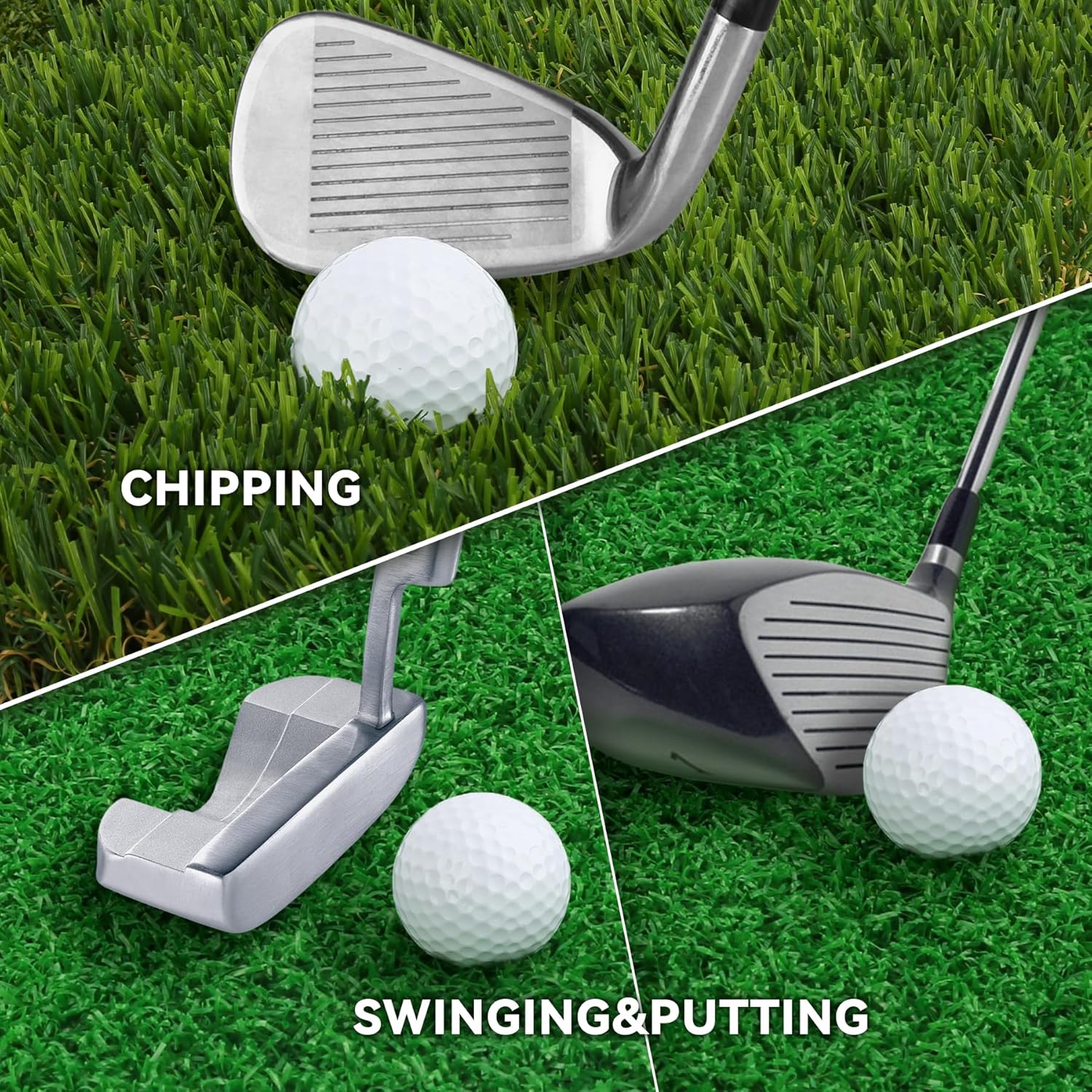 Wind Shear Golf Hitting Mat,Dual-Turf and Tri-Turf Portable & Foldable Golf Mat,Artificial Turf Golf Training Aids for Hitting,Swing & Putting-Ideal Golf Practice Mat for Indoor/Outdoor Use