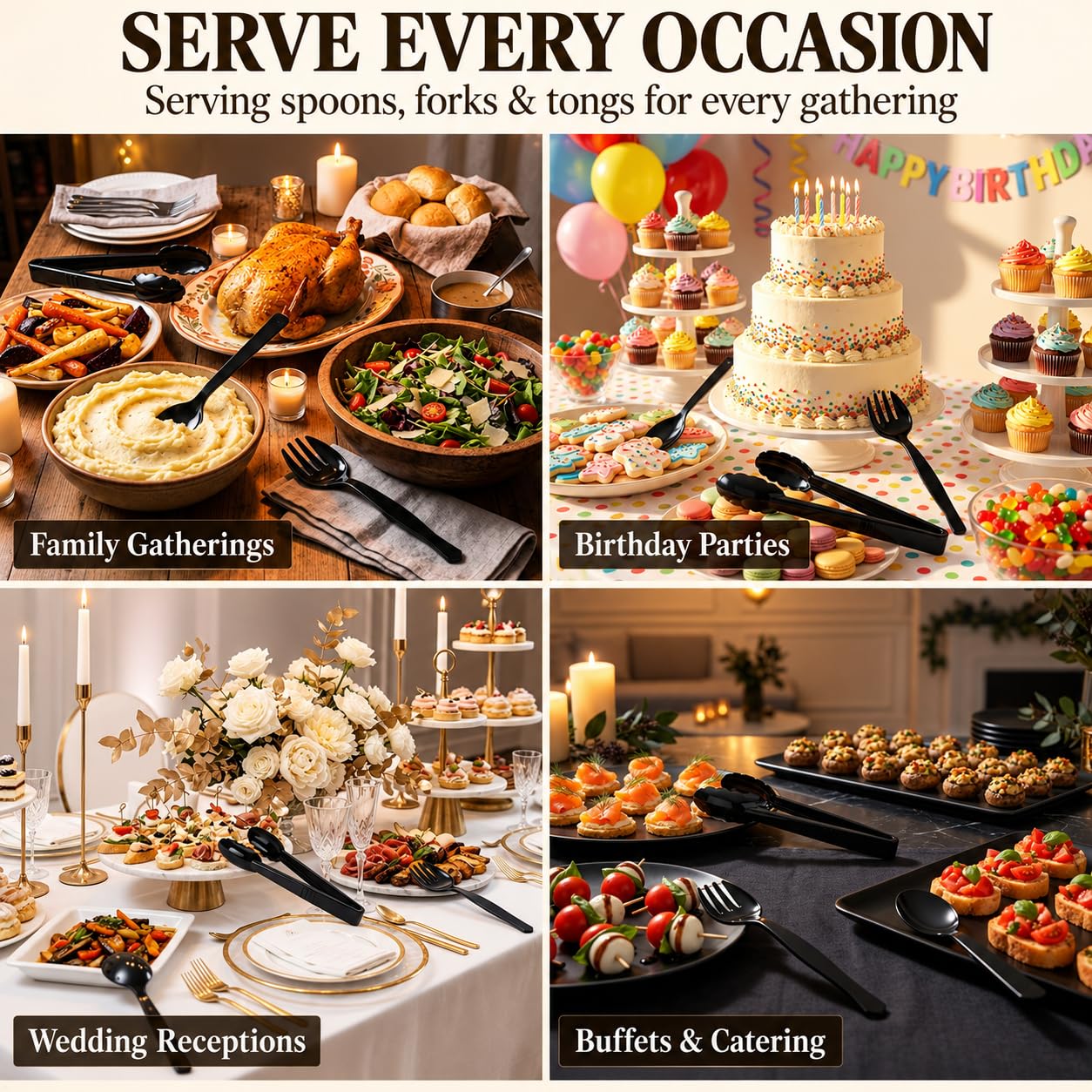 Bulk Serving Utensils - Spoons, Forks & Tongs -6 Bulk Serving Utensils - Spoons, Forks & Tongs -6