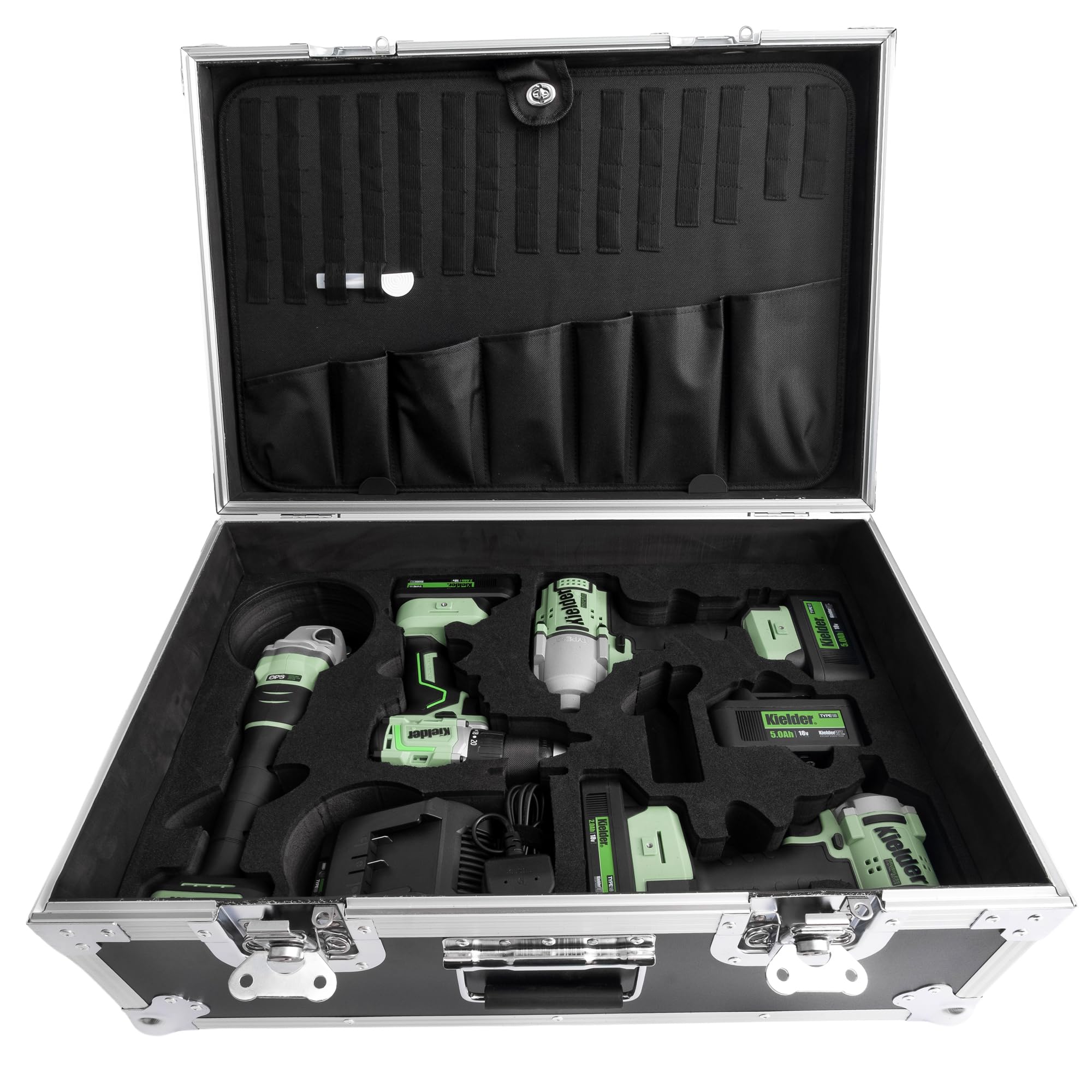 Kielder KWT-008 TYPE18 PRO-X Combo Kit, zawiera 4 x 18 V bezprzewodowe narzędzia bezszczotkowe, 4 x baterie i ładowarkę