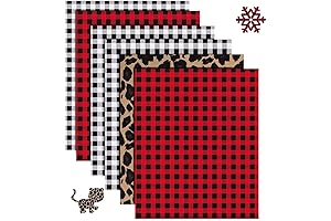 Plaid Heat Transfer Vinyl - 6 Sheets 12" x 10" Leopard, Buffalo...