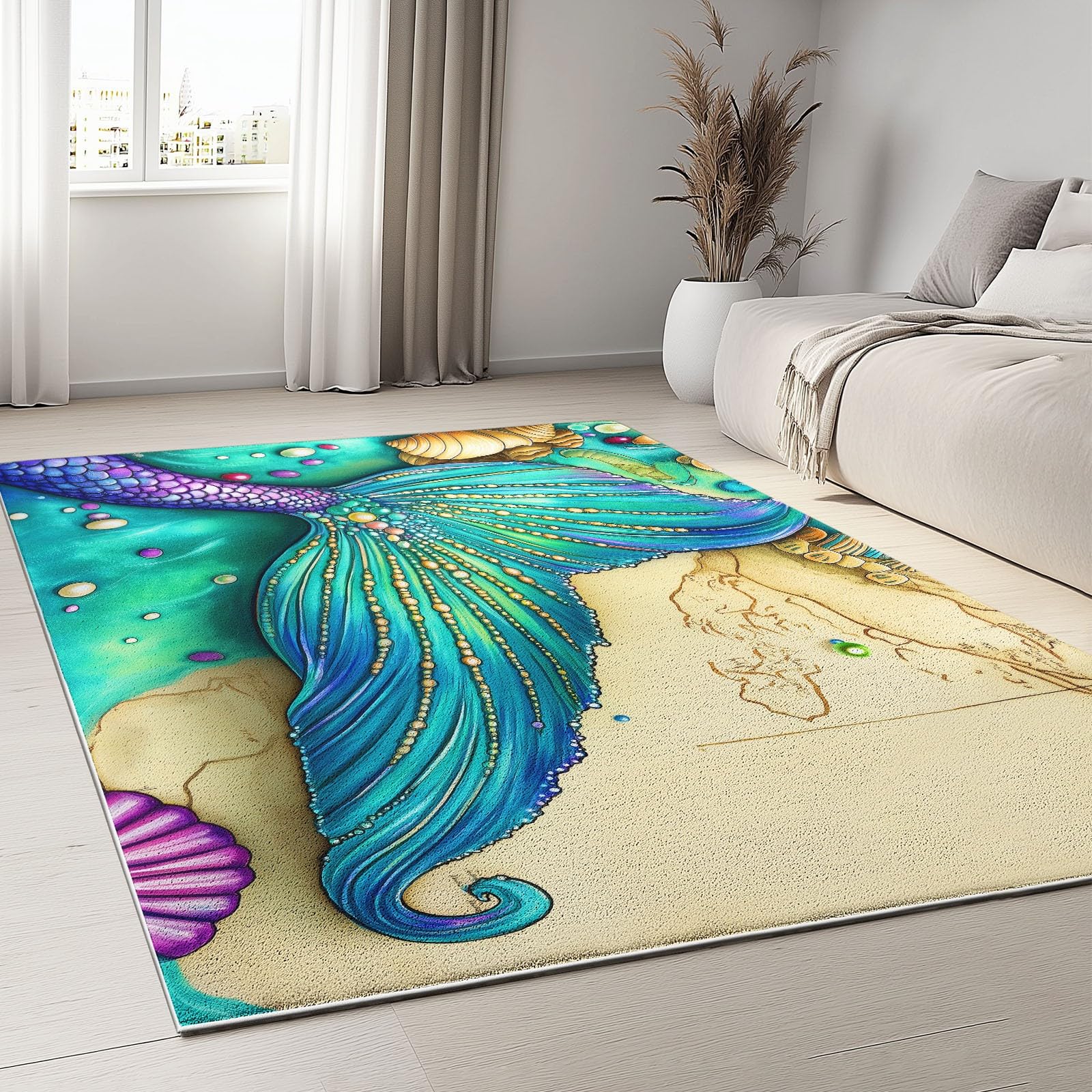 Tapis d'entrée antidérapant style marin, grand tapis déco salon doux 120x180