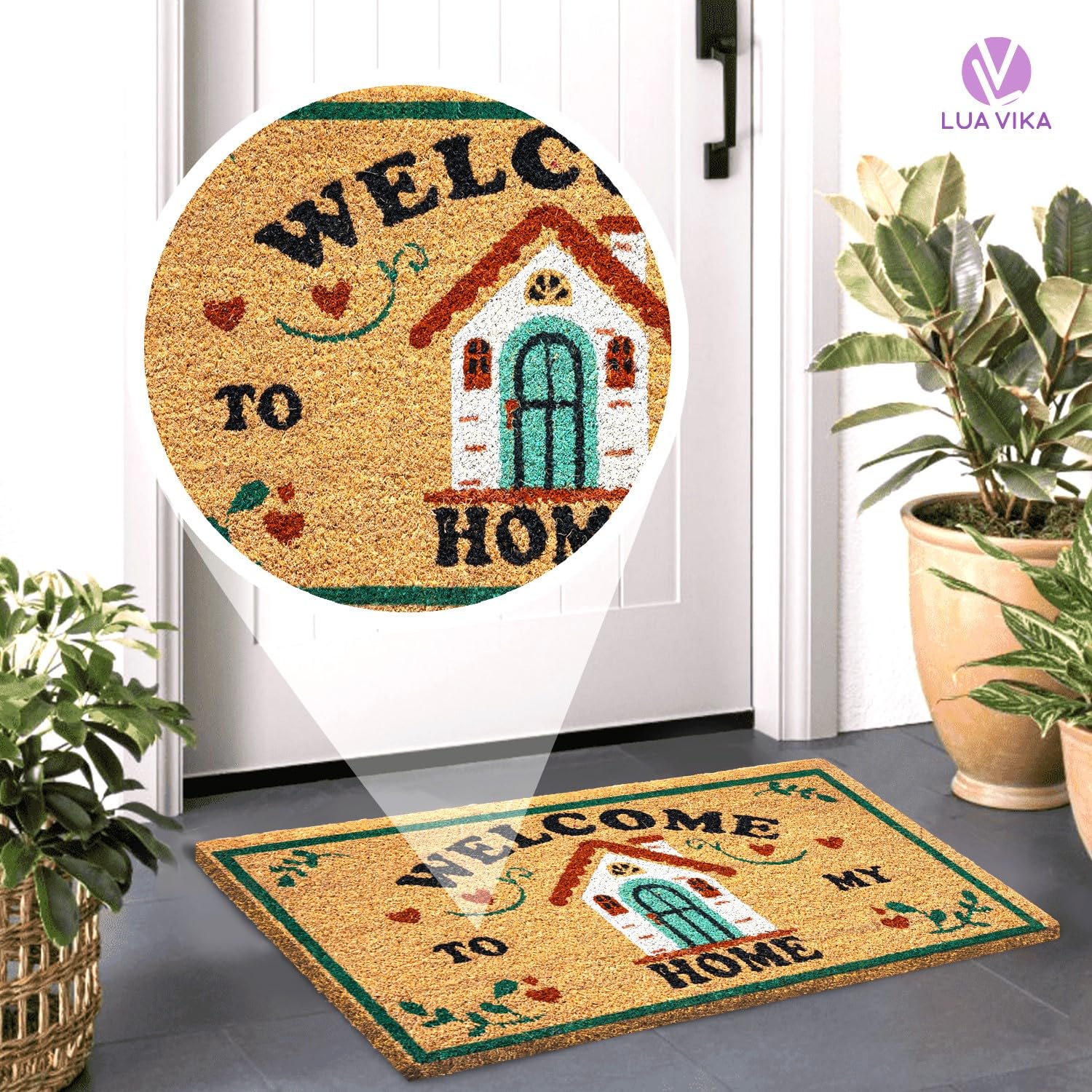 LUA VIKA Coir Doormat - Welcome to my home - 40x70 cm - Outdoor Door mat - Front Door mat outside - Doormats outside - Image 3