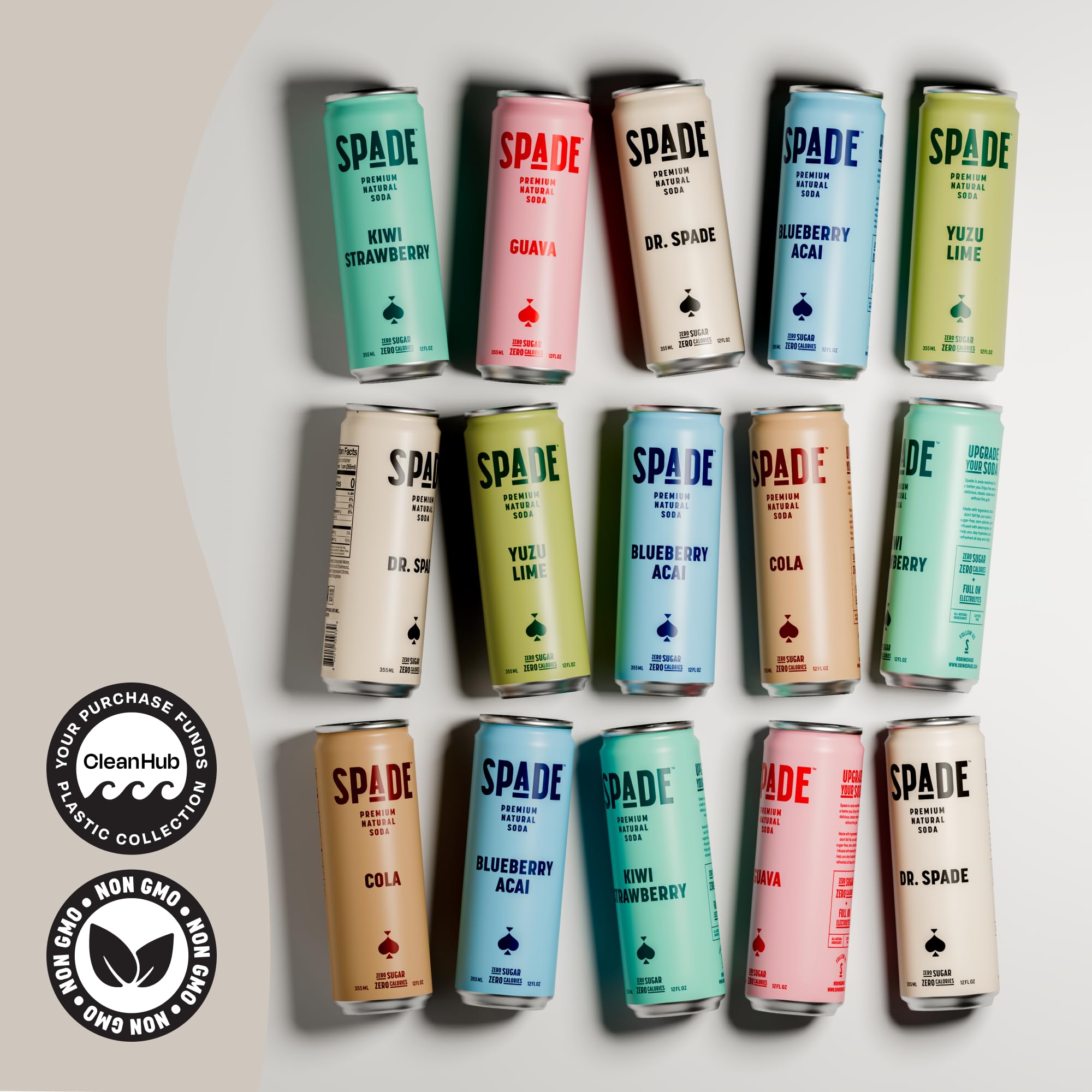 Spade Soda Dr. Spade 12 Pack, Premium All-Natural, No Sugar, No Calories, Electrolytes, Magnesium, Potassium, Healthy Non GMO, Sweet Stevia, No Artificial Sweeteners, Great Taste, Bold Taste