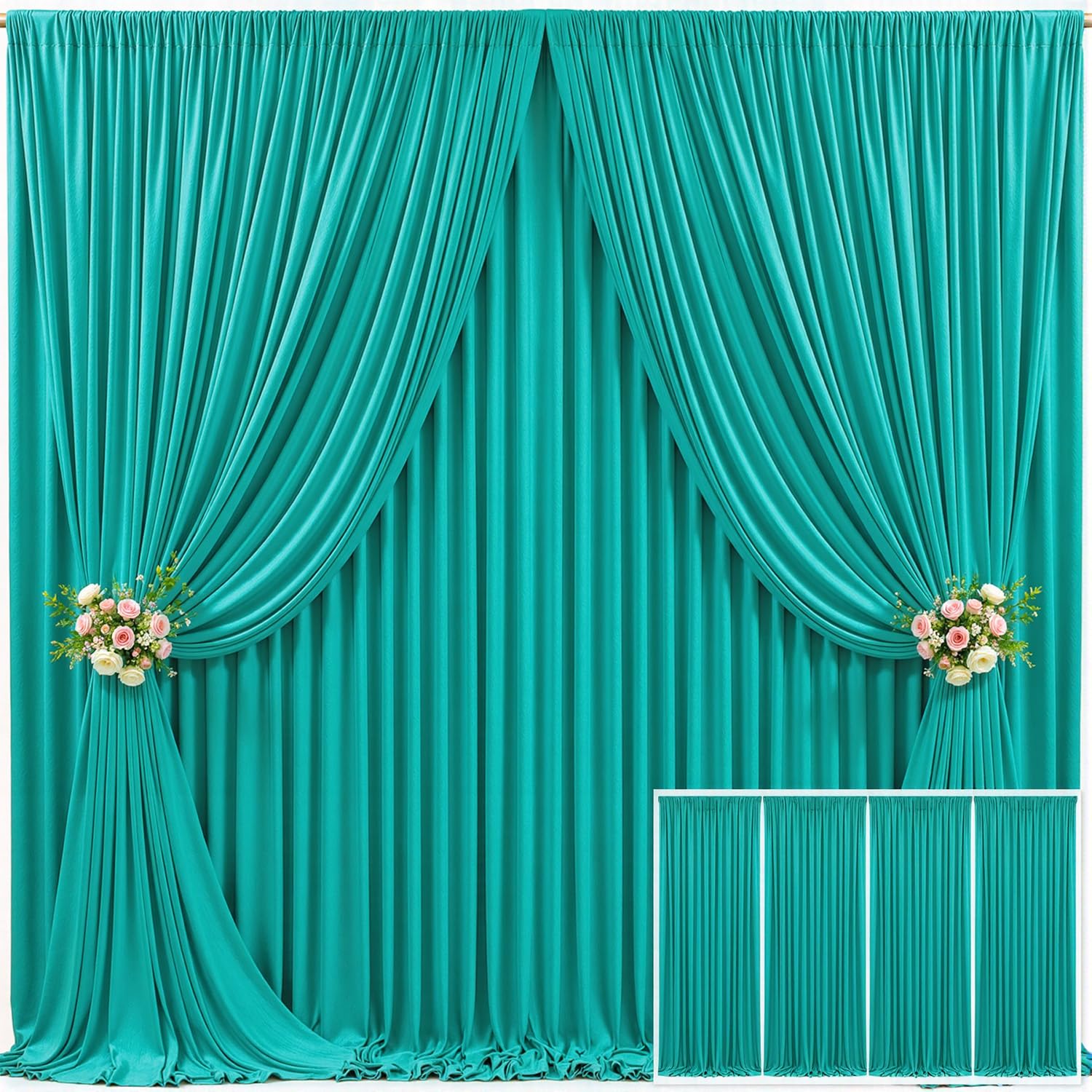 10x10 Champagne Backdrop Curtain for Parties Wedding Baby Shower Wrinkle Free Photo Curtains Backdrop Drapes Fabric Decoration for Bridal Shower 5ft x 10ft,2 Panels — view 28