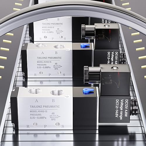 Miniatura 21 de TAILONZ PNEUMATIC Válvula solenoide de 1/4 "NPT 4V210-08 DC12V sola bobina accionada por piloto eléctrica 2 posiciones 5 vías Tipo de conexión Caja