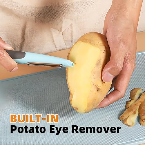 Miniatura 4 de Trez Treamer Peladores de verduras para cocina, 6 peladores P de acero inoxidable, patata, zanahoria, calabacín, pepino, manzana, pelador ultrafino