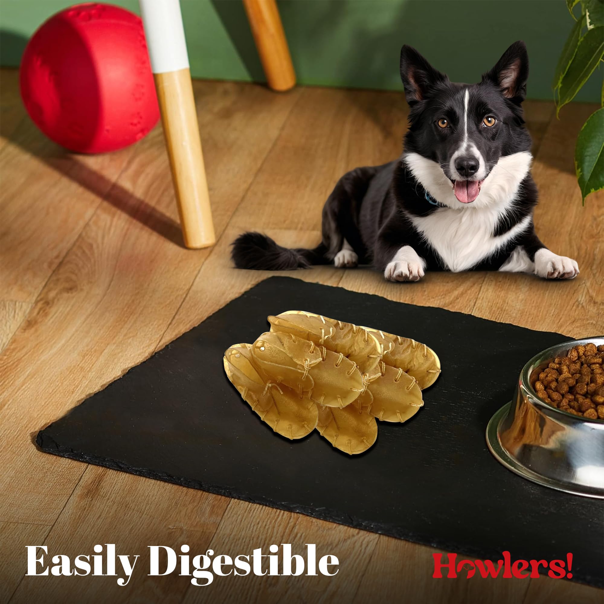 HOWLERS 12.5cm Pack de 20 Zapatos Masticables Naturales para Perros | Zapatos de Rawhide Hechos con 100% Piel Natural | Masticables de Larga Duración para Perros