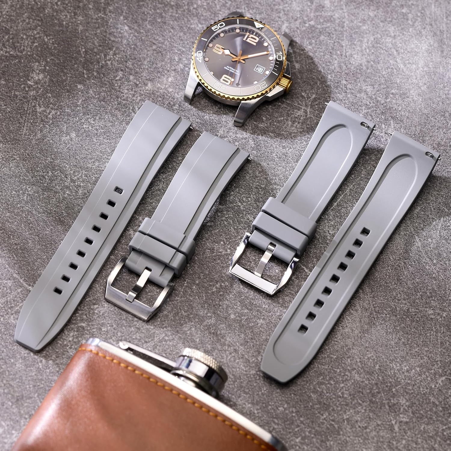 REZERO Quick Release FKM Rubber Watch Bands, Fluororubber Watch Straps Replacement, Thick & Light Waterproof Watch Bands 19/20/21/22/23/24mm for Men, Women