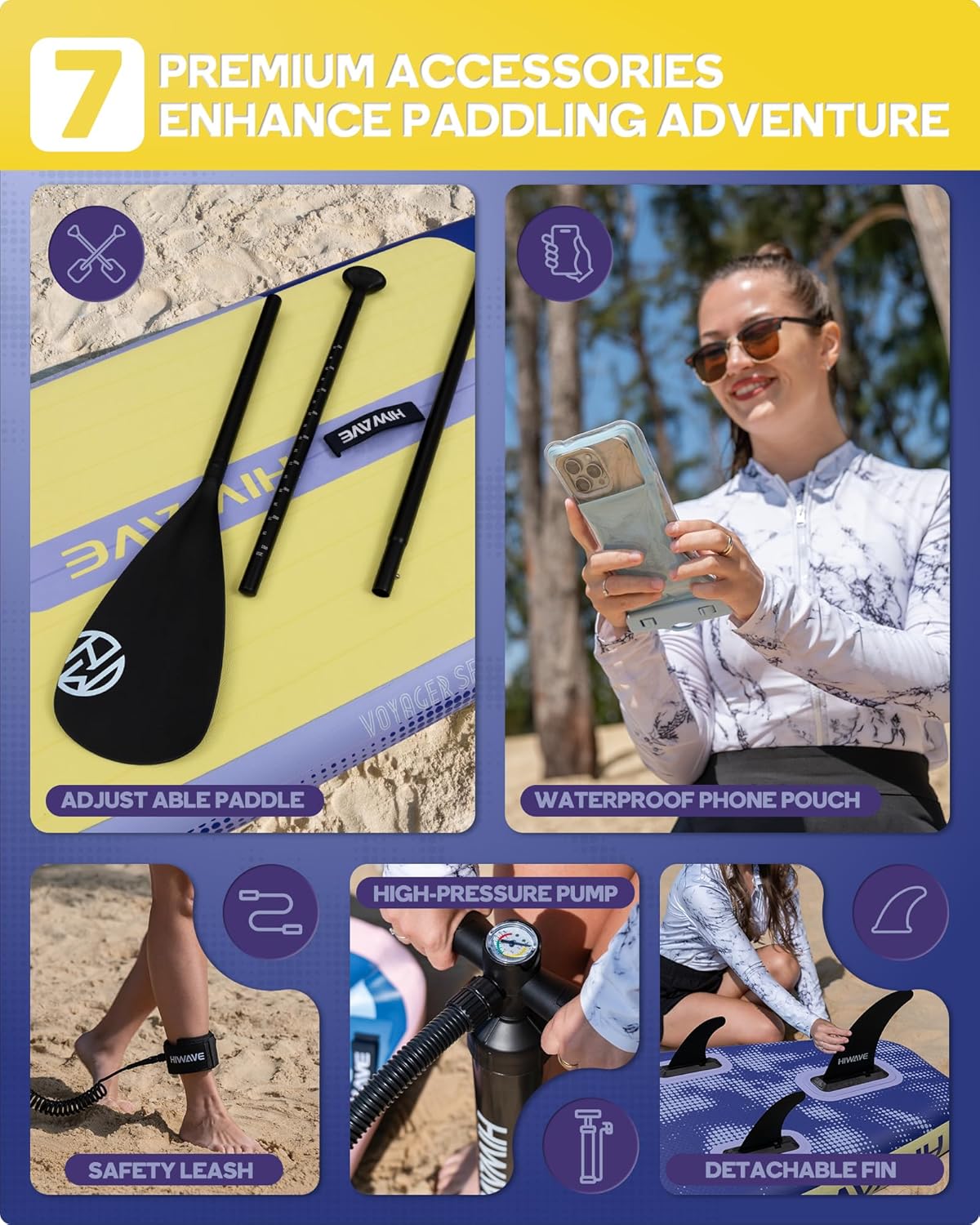 Hiwave Inflatable Touring Paddle Board 11'6" x 35", Extra Wide SUP with 450 lb Capacity, Smooth Glide for Long Distance Paddling, Large Cargo Space for Travel, Stable for Beginners