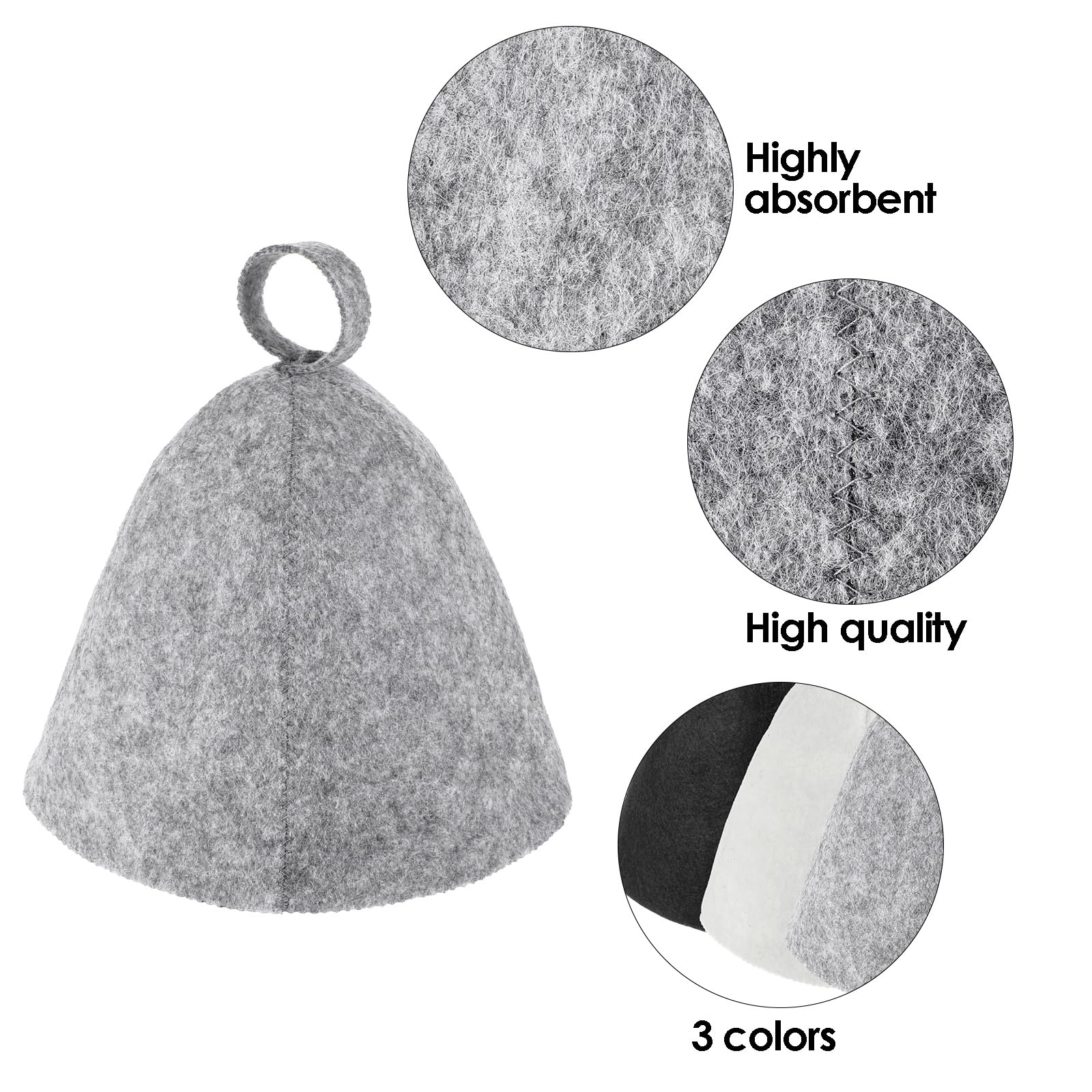 3er Set Saunahüte Filz - Saunamützen Für Damen & Herren Universalgröße