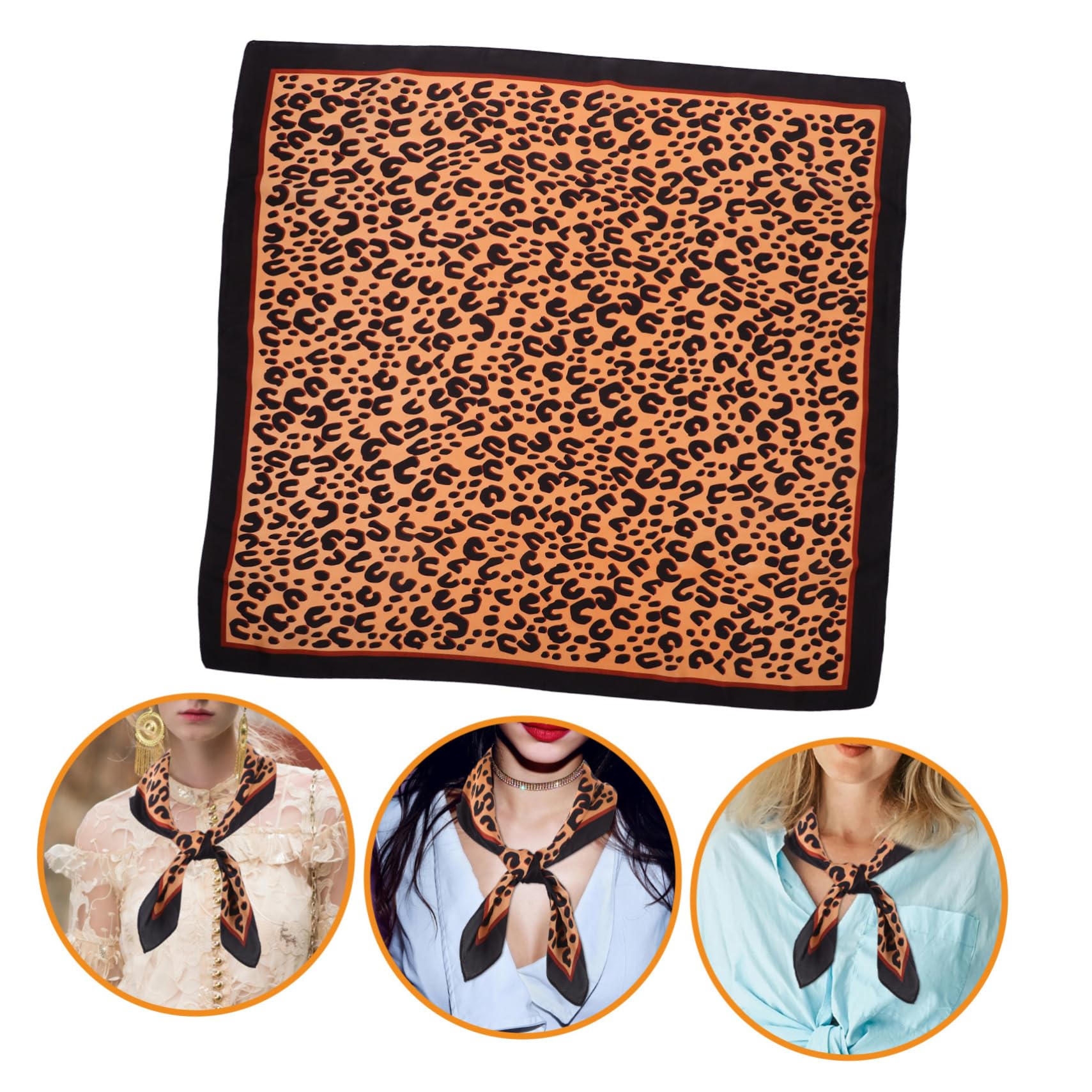 SHERCHPRY Elegante Pañuelo de Seda de 70 X 70 Cm Pañuelo Cuadrado para Mujer con Estampado de Leopardo para El Trabajo
