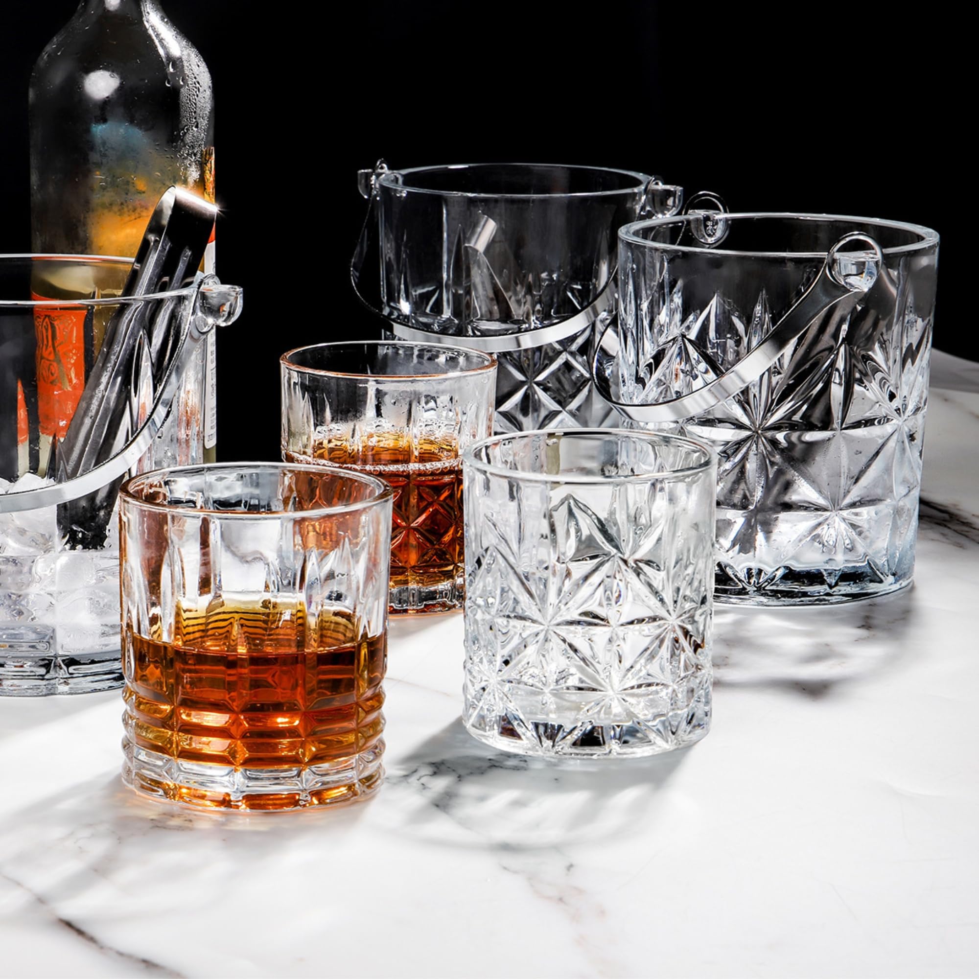 Set Da Whisky Con Decanter Da 1000 Ml E 6 Bicchieri Tumbler Da 300 Ml – Vetro Resistente, Design Moderno, Per Rum, Cocktail E Liquori