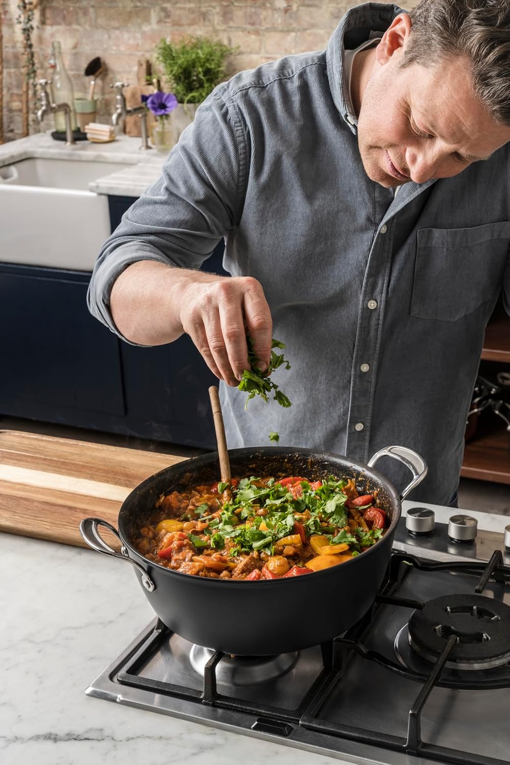 Tefal Jamie Oliver, 30 cm Big Batch Frying Pan, Non-Stick, Oven Safe, Induction, Hard Anodised, H9125444