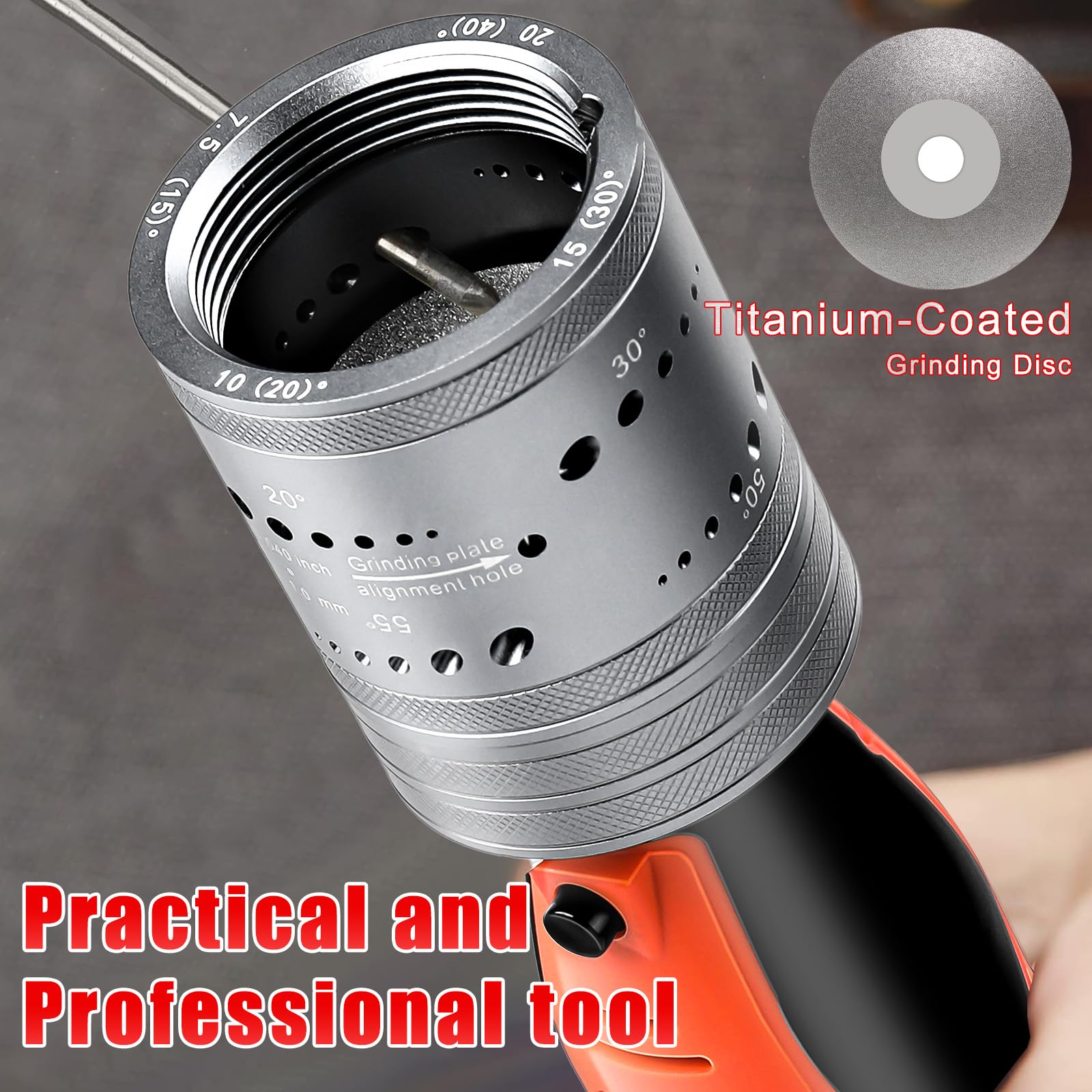 Afilador de electrodos de tungsteno de 12 V, 6 tamaños, cabeza de 8 ángulos, amoladora de tungsteno inalámbrica para soldadura tig con bloque de molienda plano, ranura de corte, multiángulo y