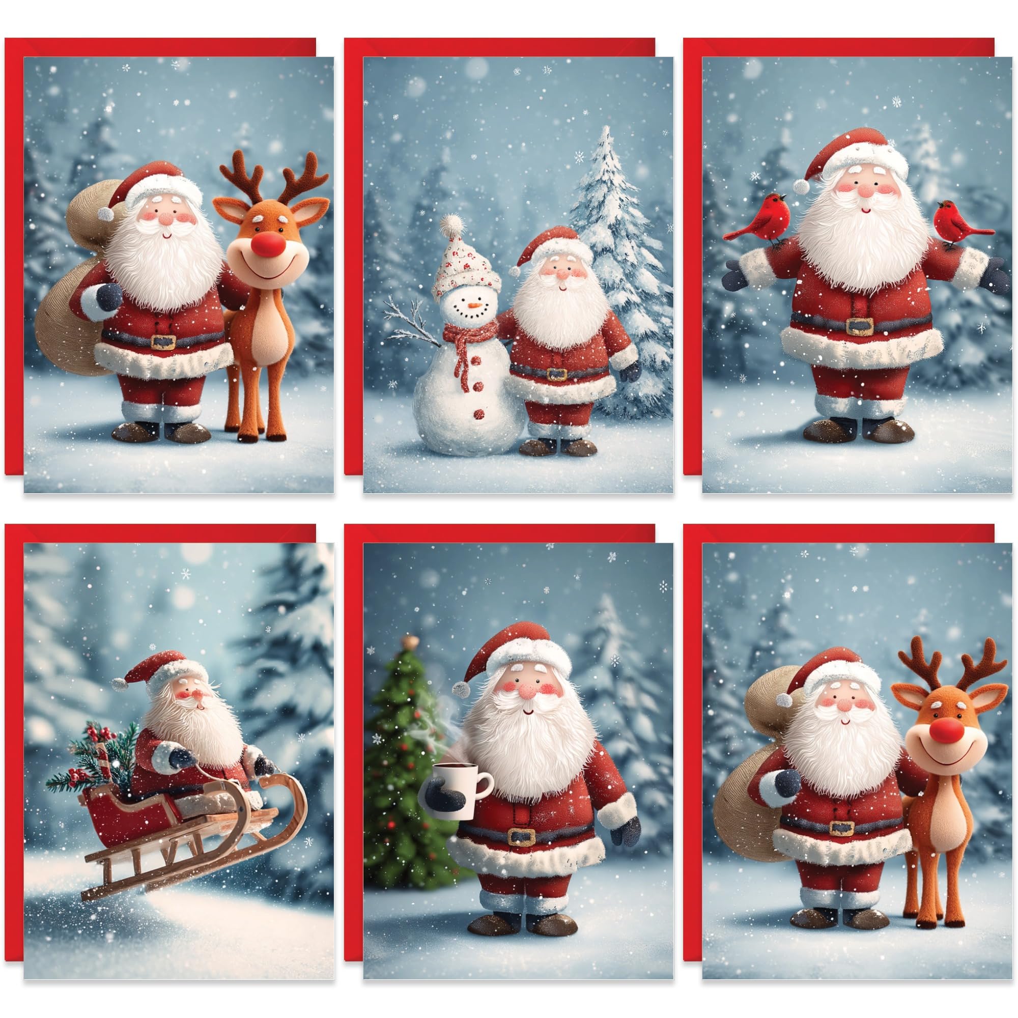 Christmas Cards Packs of 20, 5 Traditional Santa Claus Designs, Eco-friendly and, Blank Inside with Premium Envelopes, 2026 Multipack Bulk Set, For Friends Family School Colleagues