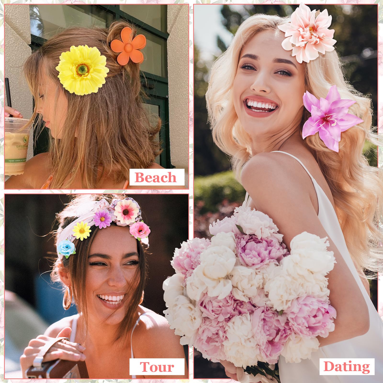 Amazon.com : 36 Pack Flower Hair Clips Rose Hair Accessories for  display picture 1