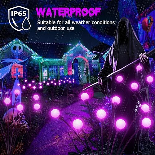 Miniatura 10 de LETMY Luces solares de jardín  Nueva luz solar mejorada 8 luces solares para exteriores luces solares de luciérnaga al aire libre impermeables luces