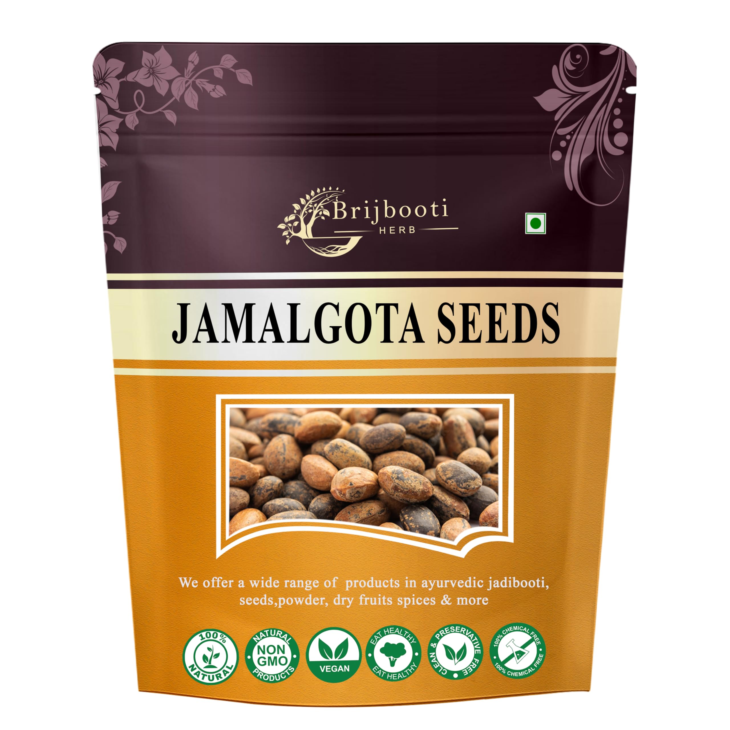 Brijbooti Jamalgota Seed 100 Gram - Jamal ghota Seeds - Croton Seed - Neervalam - Narchalam Seeds - Nepali Japala