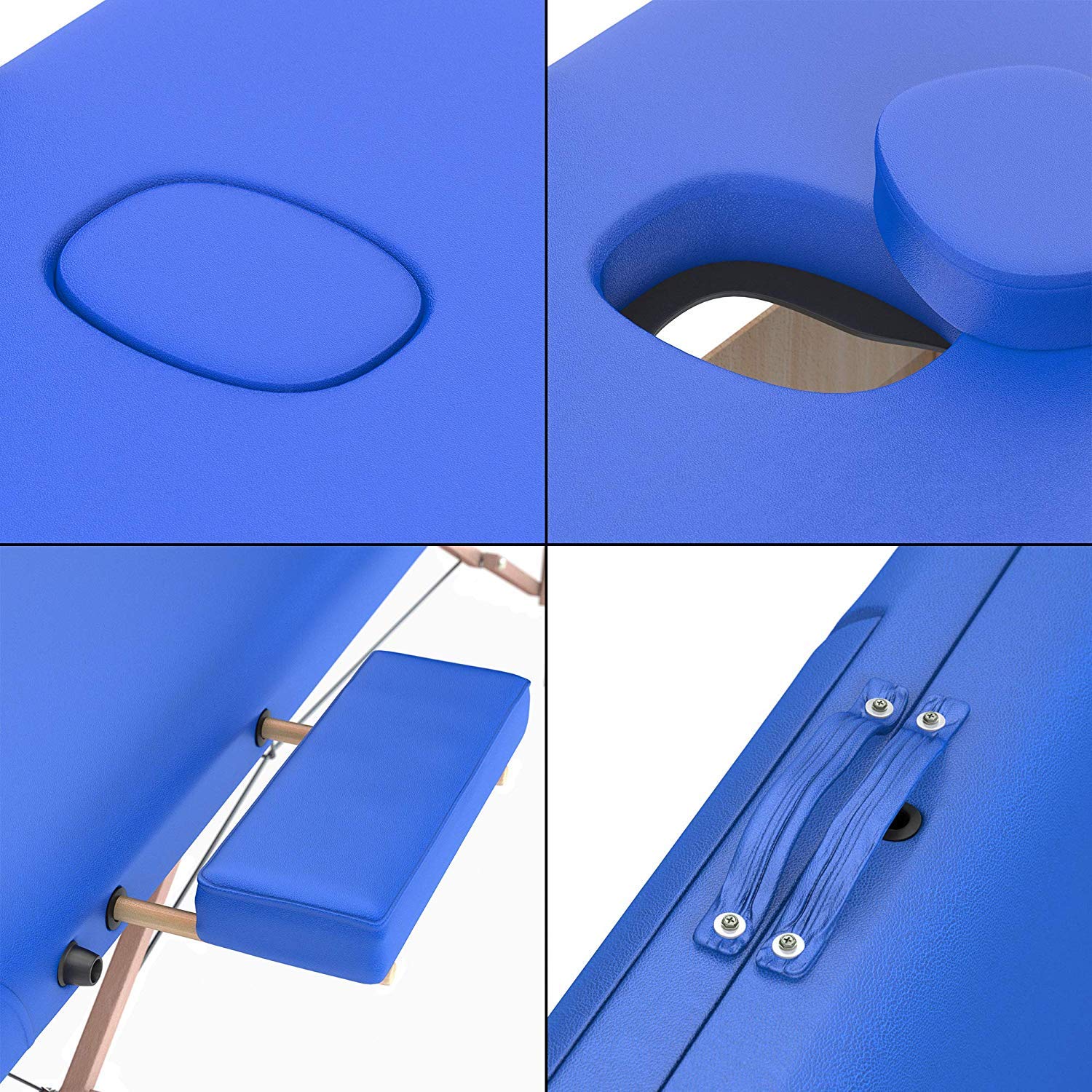 LETTINO MASSAGGIO PROFESSIONALE 3 ZONE, LETTINO ESTETISTA IN LEGNO - LETTINI PER DA MASSAGGI PORTATILI PIEGHEVOLI COD-02 (180x56, Blue)