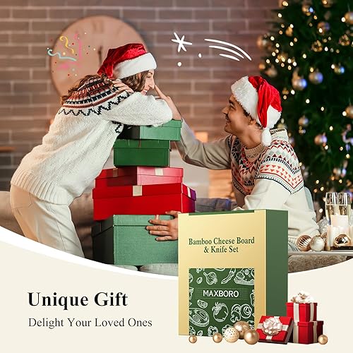 Miniatura 6 de Juego de tablas de charcutería extra grandes de 33.7 x 15.7 pulgadas, juego de tabla de queso y cuchillos 100% de bambú, bandeja de plato de queso