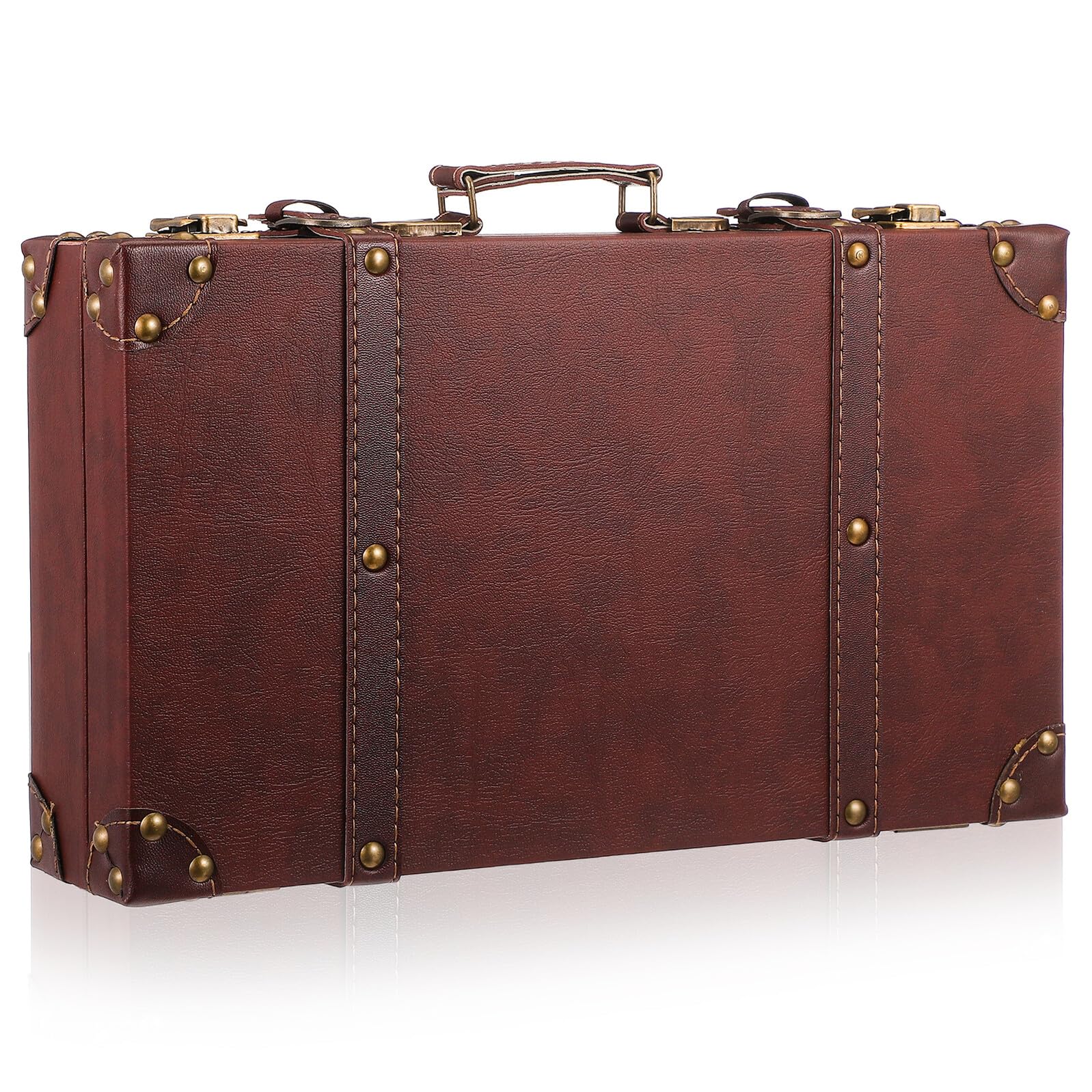 Healvian Malle de Voyage Vintage en Bois et Cuir pour Vitrine de Magasin