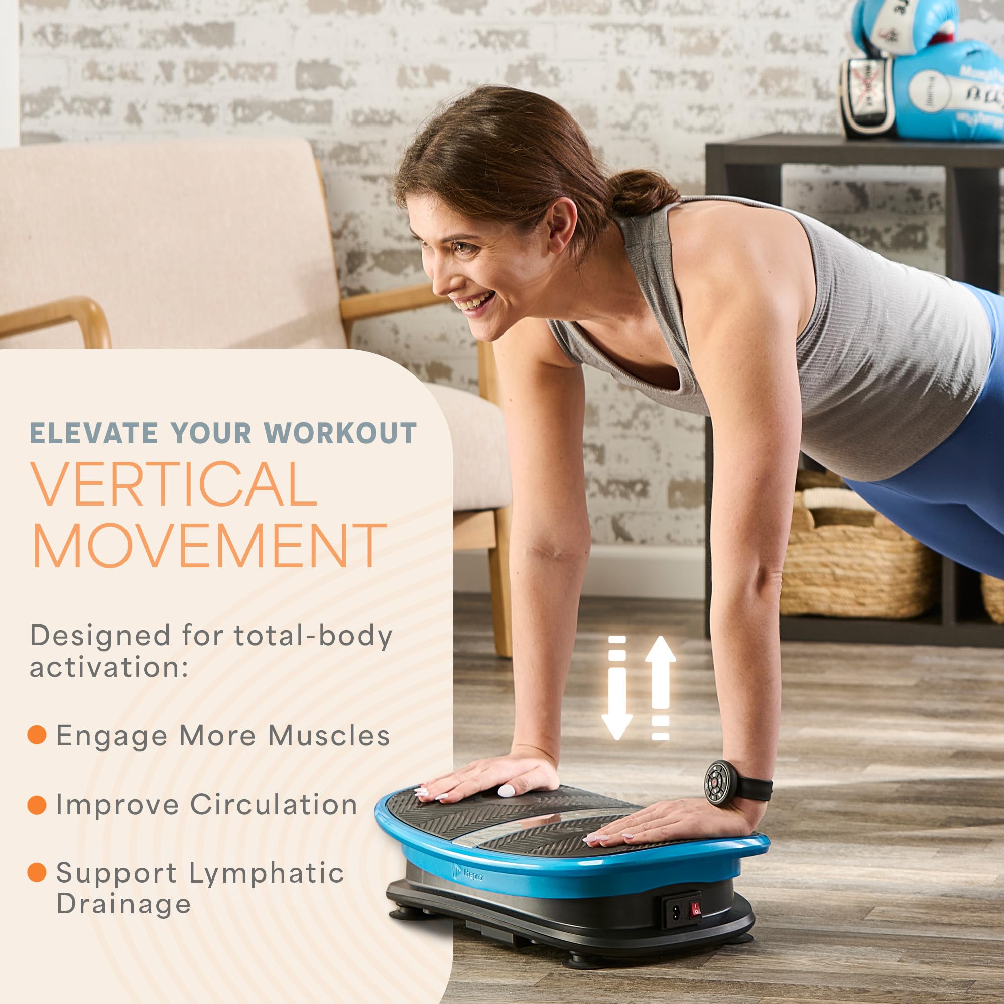 Lifepro - Placa vibratoria de Movimiento Vertical con Control de Voz para Drenaje linfático con Terapia de Calor - Plataforma Vibrante Curvada para relajación y recuperación Muscular