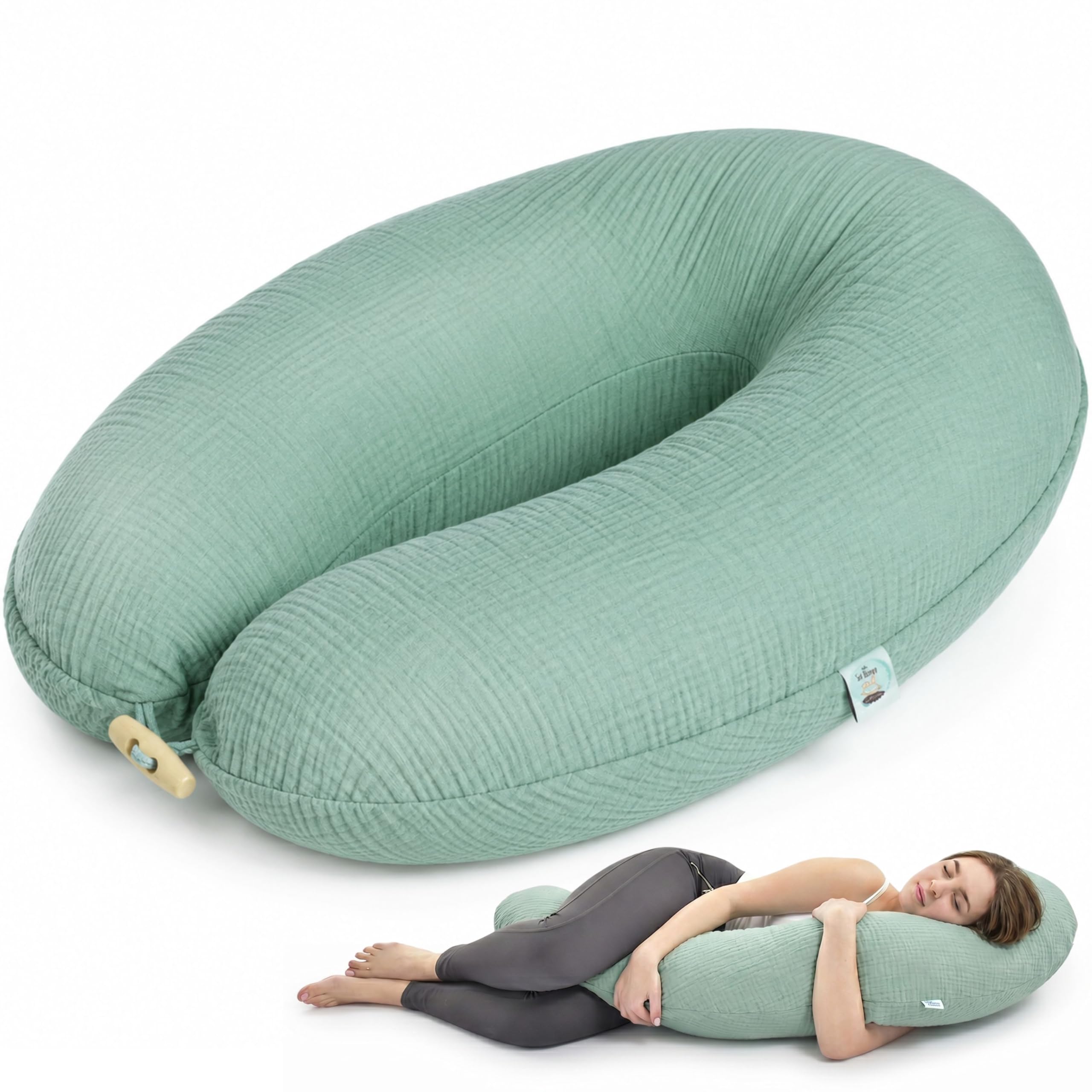 sei Design XXL Stillkissen ergonomisch 190x30, Schwangerschaftskissen Seitenschläferkissen Komfortkissen Erwachsene, Neugeborene Baby Kissen