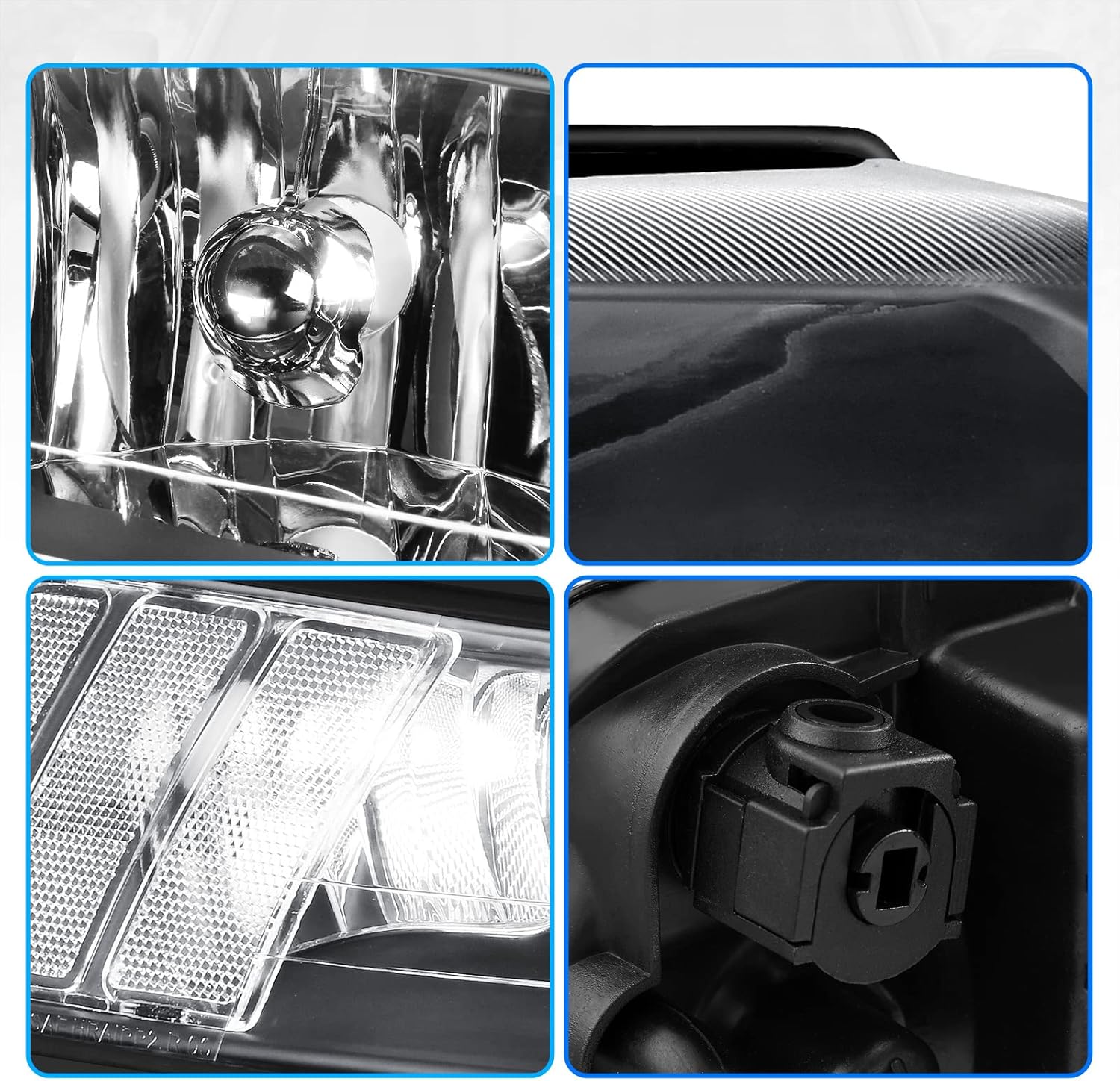 DWVO Headlight Assembly Compatible with 99 01 02 03 04 1999-2004 Ford Mustang Headlamp Headlights(Black Housing Clear Reflector)