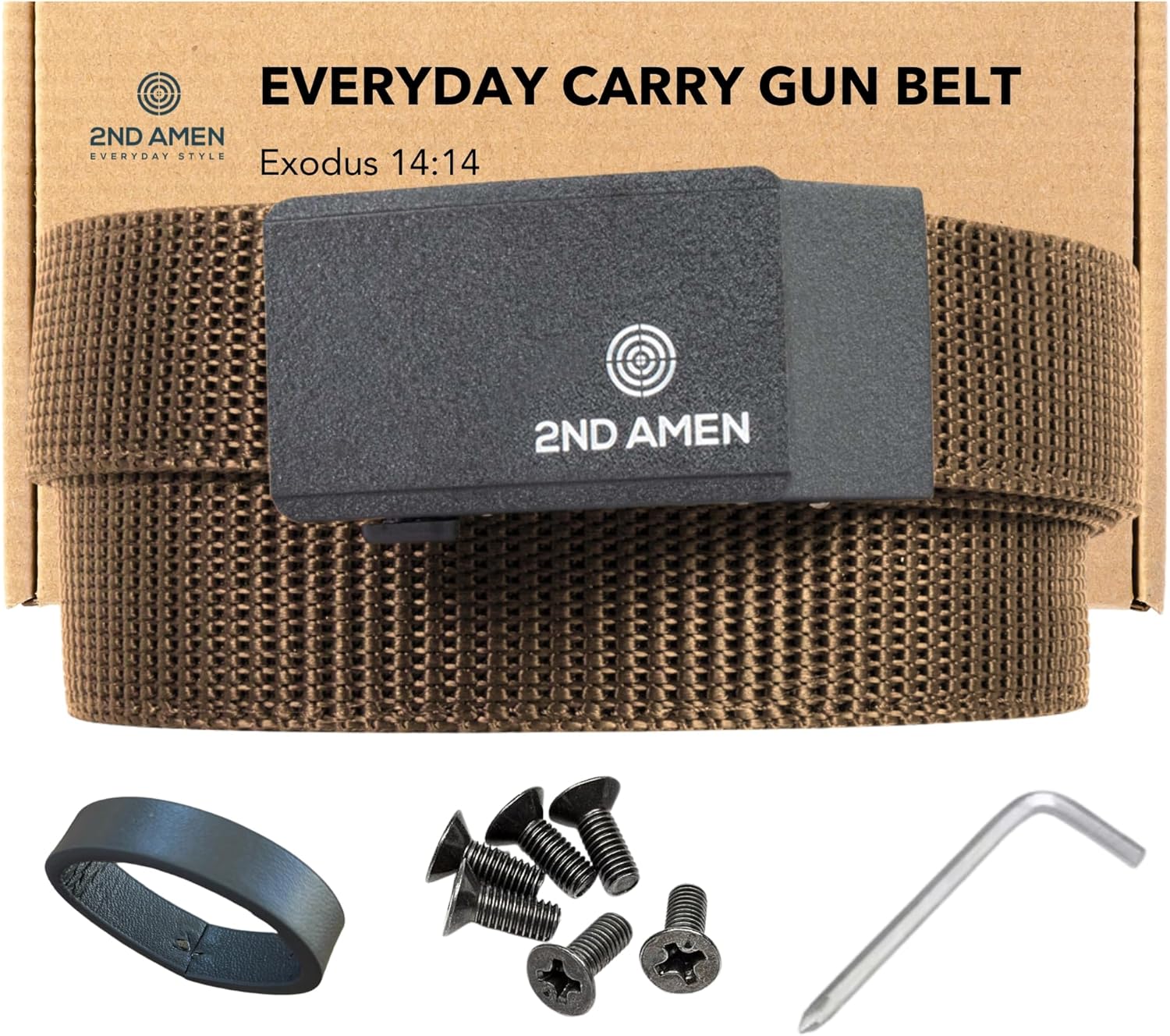 2ND AMEN Tactical Belt for Men - Military Hiking Nylon Gun Belt, Perfect Battle Belt, 1.38" EDC Belt for Everyday Use
