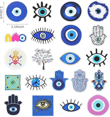 Miniatura 3 de Sabary 200 calcomanías de vinilo contra el mal de ojo azul para botellas de agua, regalos impermeables para adultos, laptop, equipaje, teléfono,
