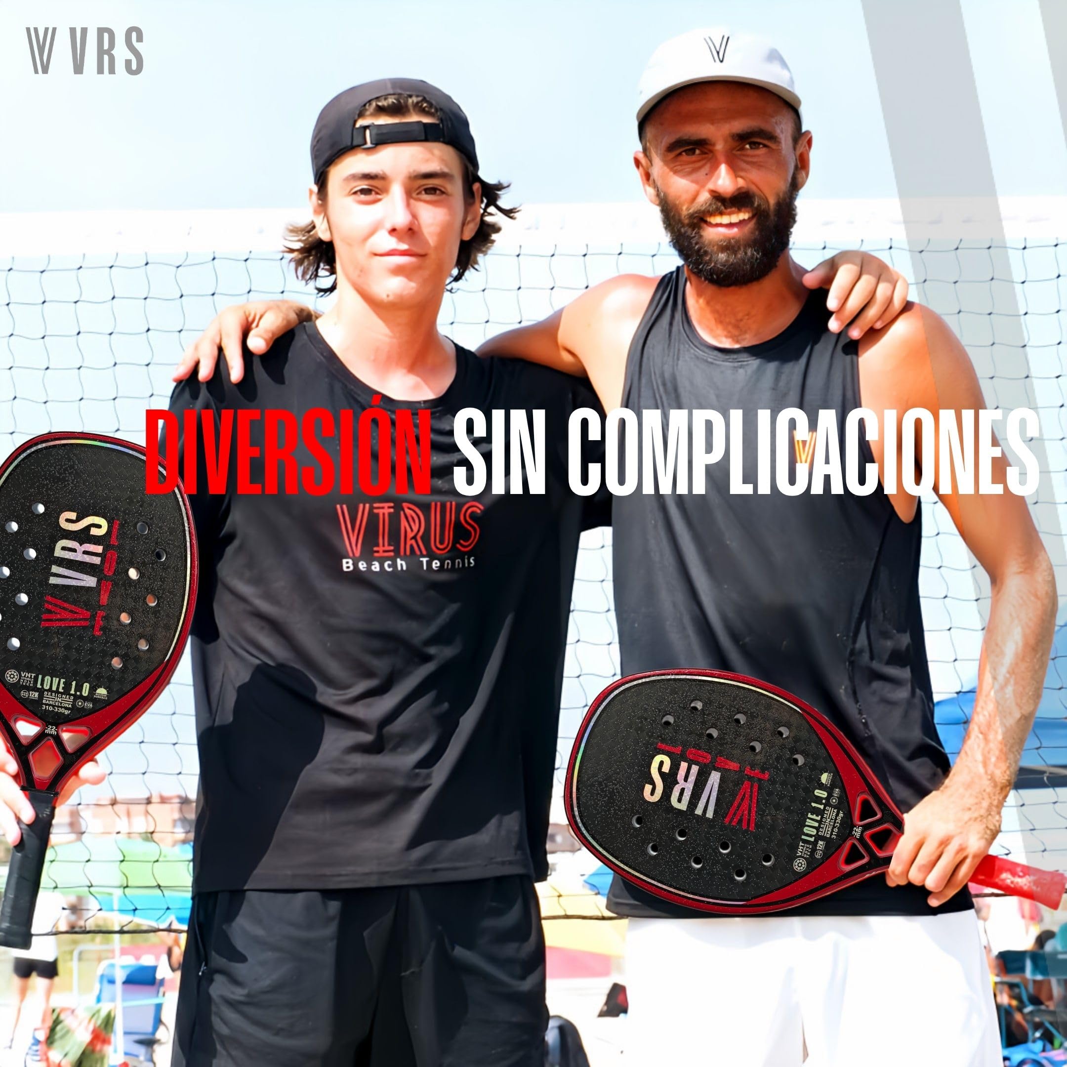 Raqueta Beach Tennis Profesional VIRUS Love 1.0 Carbono 12K Black EVA Soft Balance Medio Control Potencia