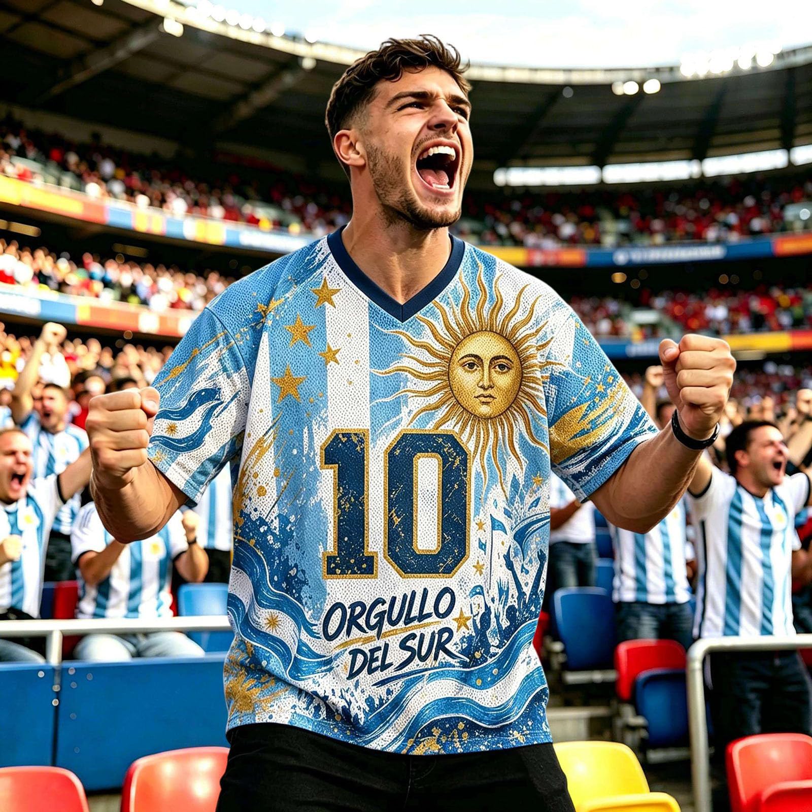 Camisetas Futbol Hombre,Camiseta Deportiva De Manga Corta De Argentina para Aficionados