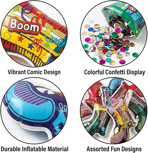 30 Pack Inflatable Confetti Shooters, Non-Pyrotechnic Adult Celebration Tools for Wedding Receptions, Birthdays & Festive Events, Lightweight Party Decorations for Indoor & Outdoor Gatherings