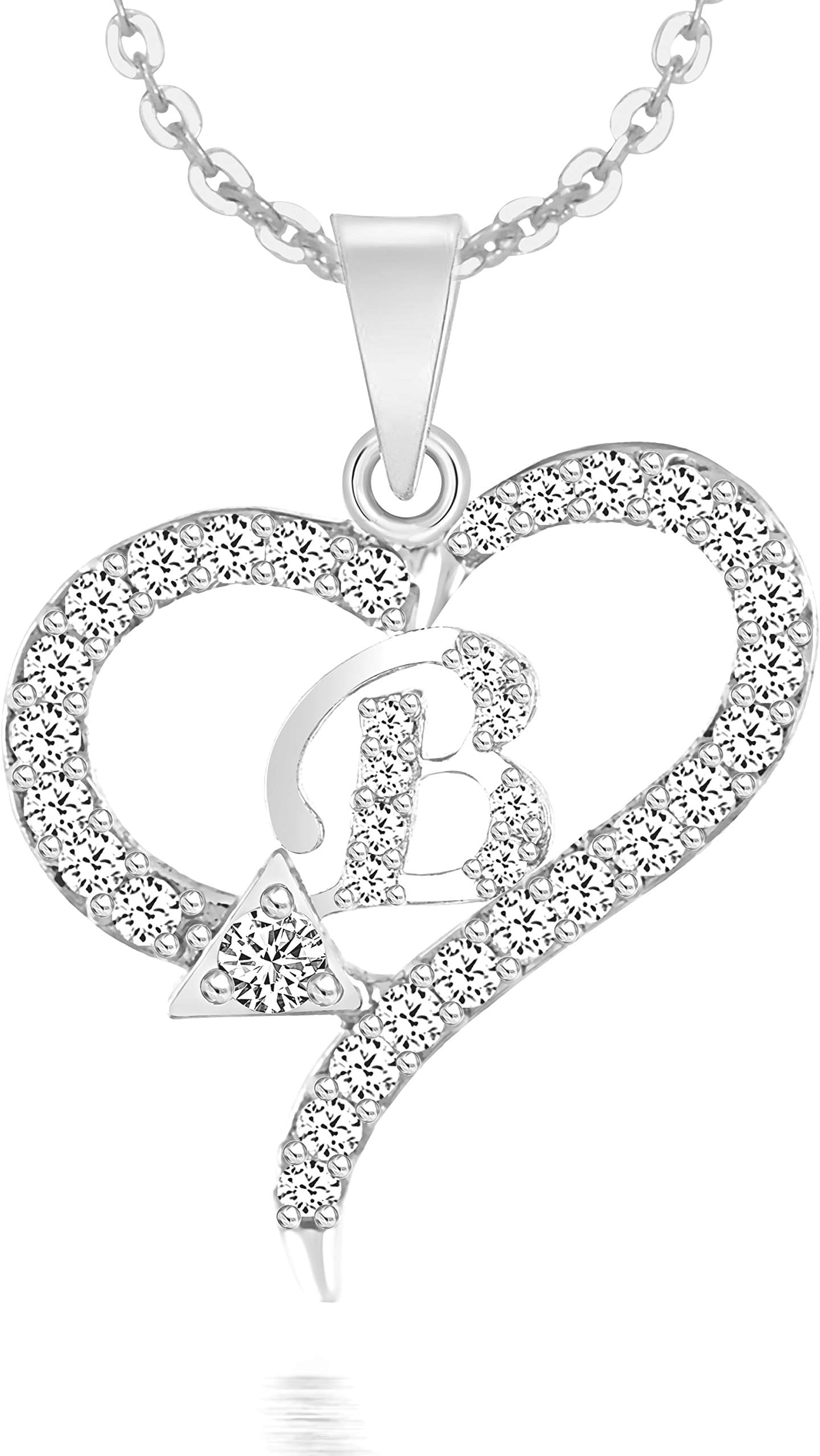 Kanak Jewels Spade shape B Letter Fashion Jewellery Valentine Gift Alphabet Heart Chain Necklace pendant for girls women men boys girlfriend Jewellery Gold-plated Cubic Zirconia Alloy Brass Pendant