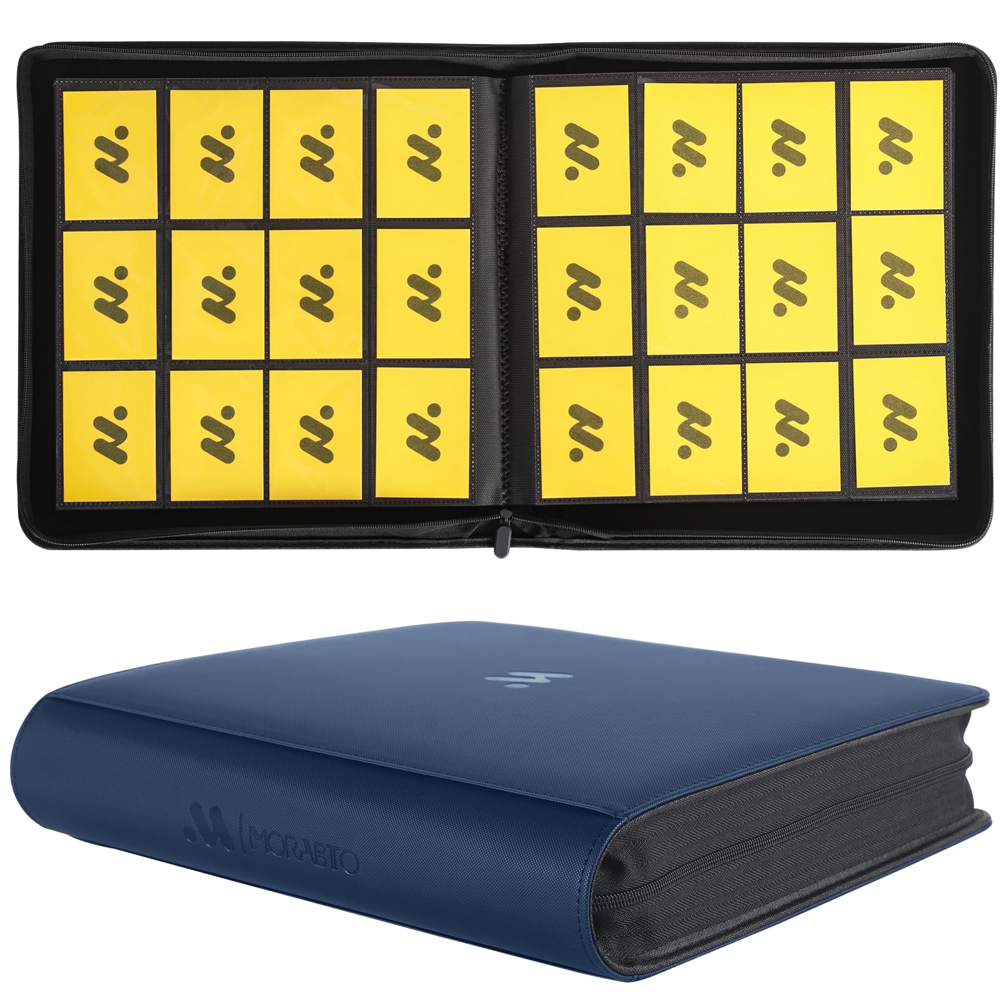 MORABTO Card Binder 12 Pocket,Trading Card Binder Holds up to 1200 Cards with 25 Sleeves,Zipper Card Holder Album Compatible with TCG Card/Game Cards/Sports Card