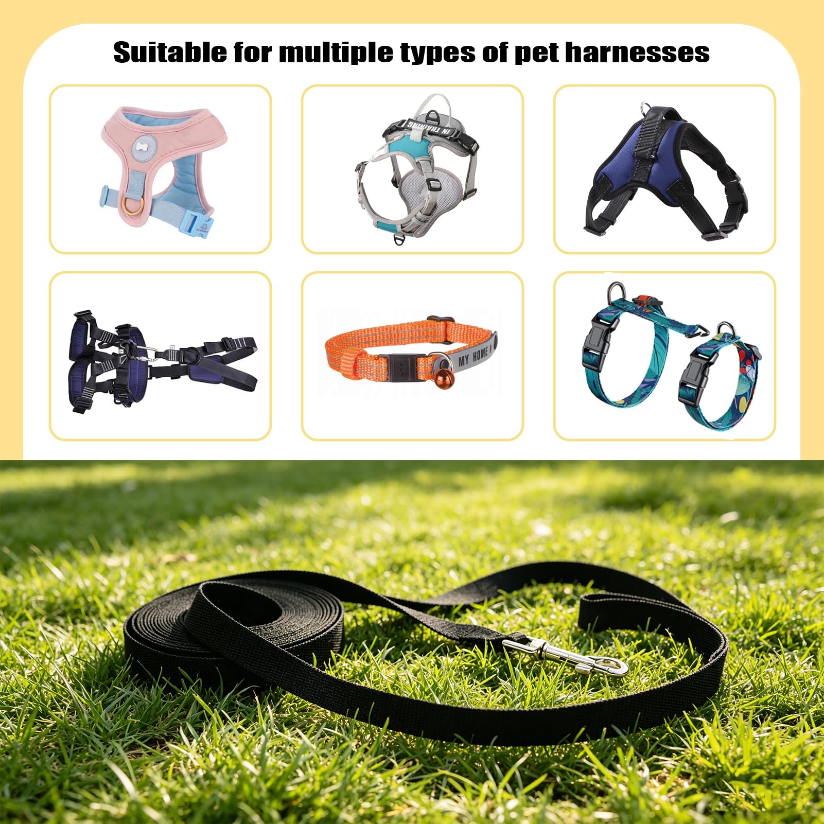 Longe pour Chien 5m, Laisse pour Chien, Laisse Imperméable avec Dragonne Et Mousqueton À 360°, pour L'entraînement pour Chiens De Petite, Moyenne Et Grande Taille (Noir)