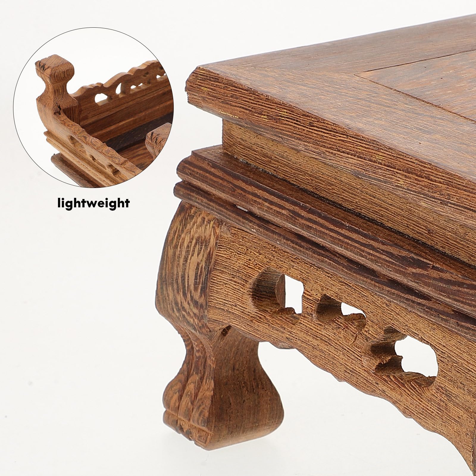 Base de Exhibición de Figuras de Madera, Soporte Rectangular Tallado