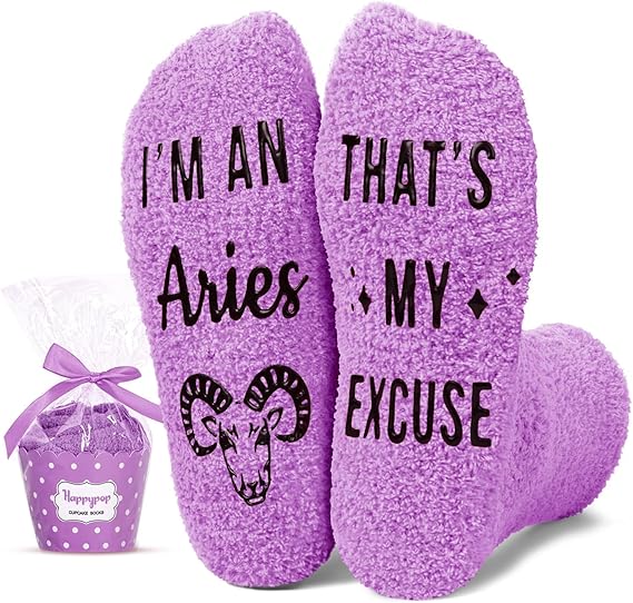 Zodiac Gifts for Women - Astrology Constellation Horoscope Gifts, Fuzzy Space Galaxy Socks