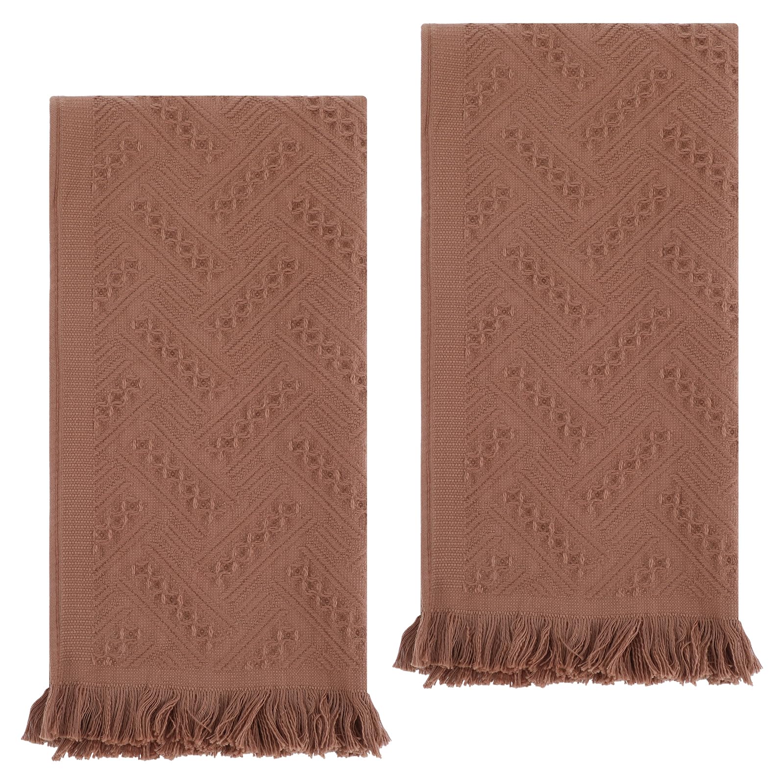 Lot de 2 serviettes invités de luxe marron pour un cadeau de crémaillère