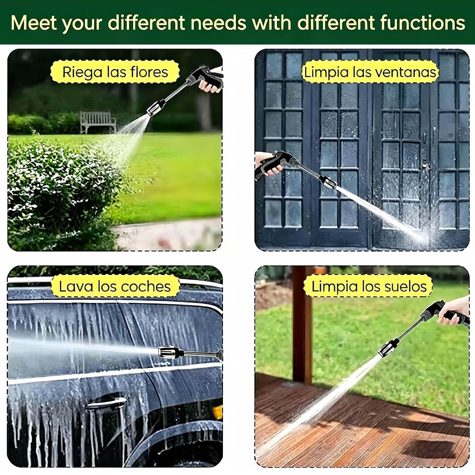 Jetterix Pressure Washer 2026 – Boquilla de Alta Presión para Manguera, Cañón de Espuma Multifuncional con Niveles Ajustables – Limpiador para Coche, Terraza, Jardín y Patio (2pcs)