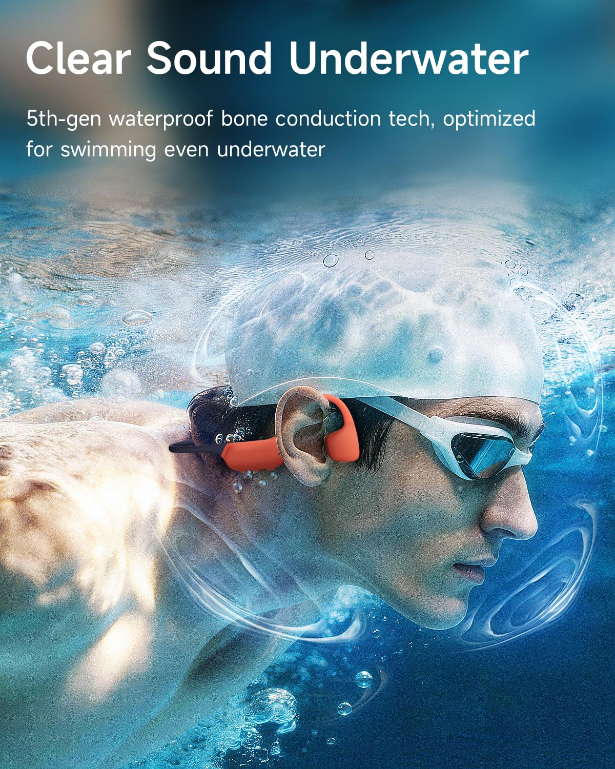 Cuffie da nuoto, IP68, impermeabili, a conduzione ossea, modalità MP3, memoria 32 GB, 10 ore di riproduzione, Bluetooth 6.0, cuffie subacquee a orecchio aperto, per donne, nuoto, yoga