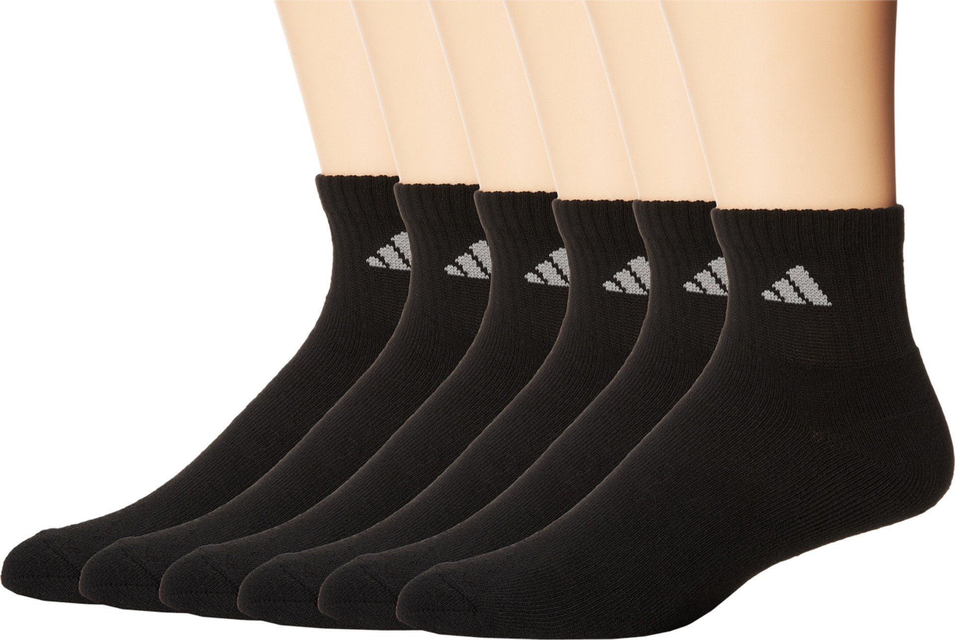 adidas Men's Athletic Cushioned Quarter Sock (6-pair) Large Black