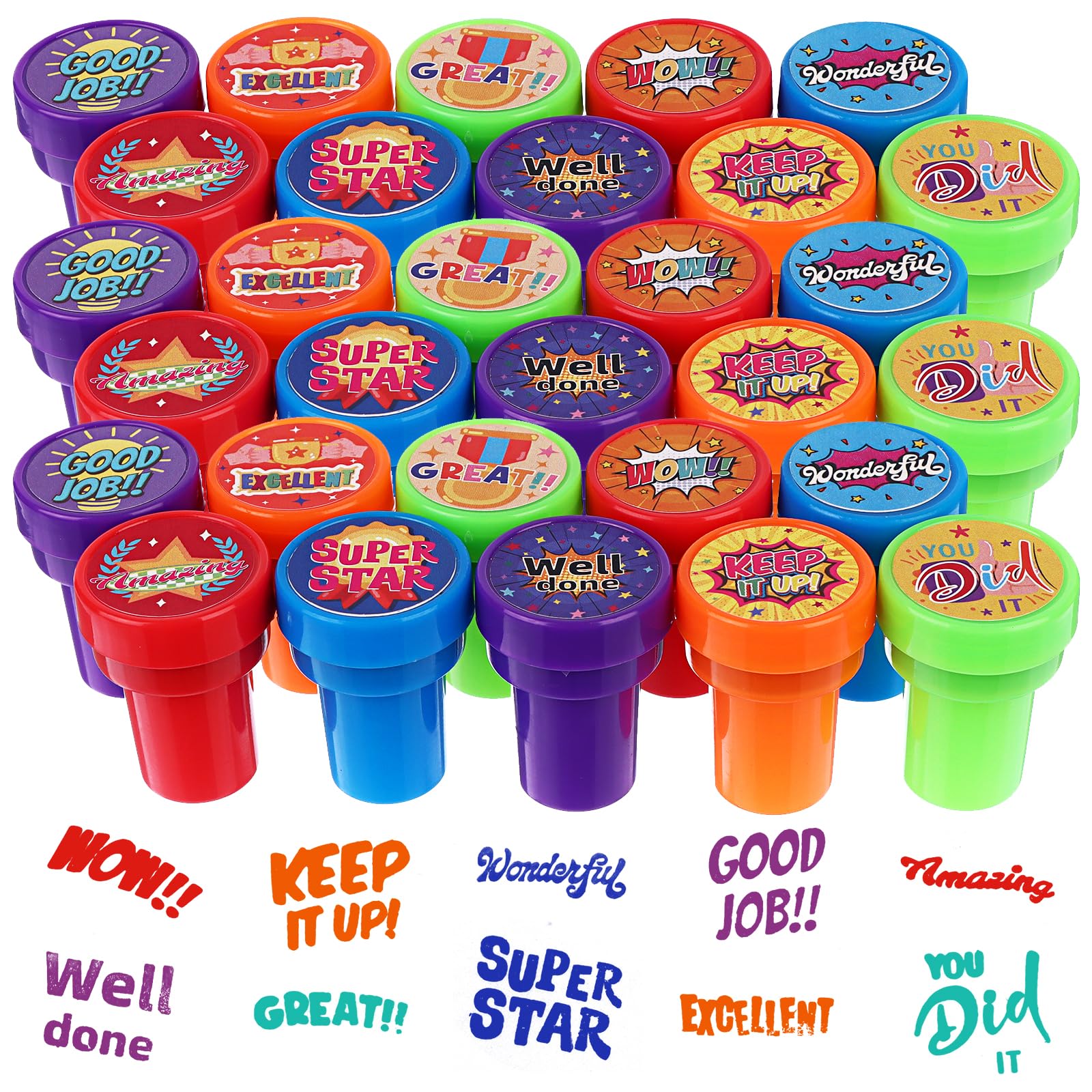 30 PCS Assorted Stamps for Kids Teacher Stamps for Classroom Motivational Encouraging Self Inking Stamp Gifts Teacher Reward Sorted Review Stamps for Home School Prizes Party Favor