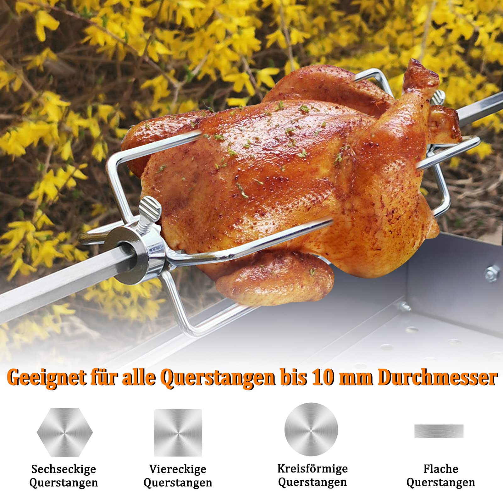 NAIZY Fleischklammer für Drehspieß Zubehör 2er Set Rostfrei Edelstahl Fleischnadel mit Feststellschraube für Drehspieß, Hähnchen, Schaschlik und vieles mehr