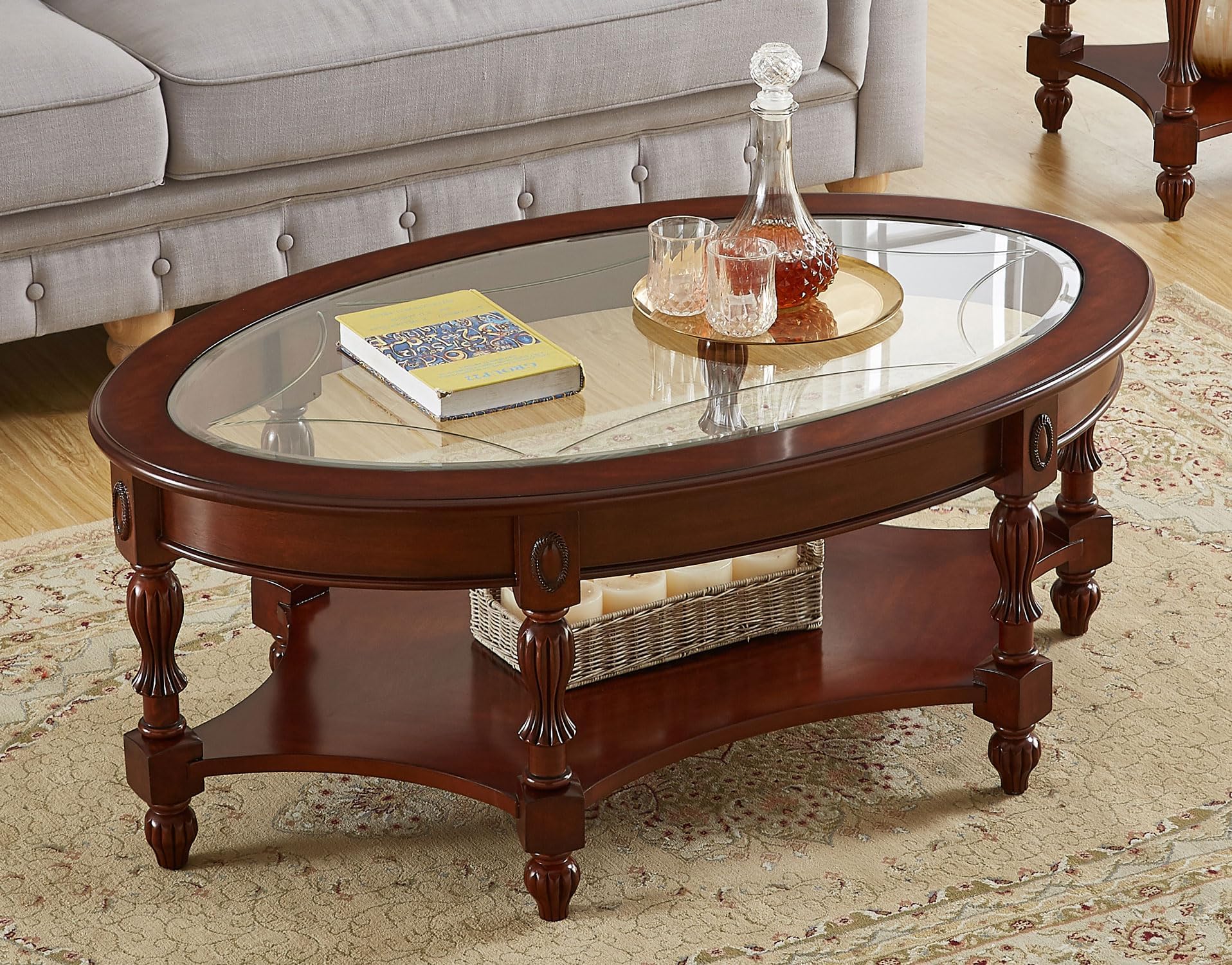 Amazon.com: Steve Silver Company Troy Oval Cocktail Table, Traditional ...