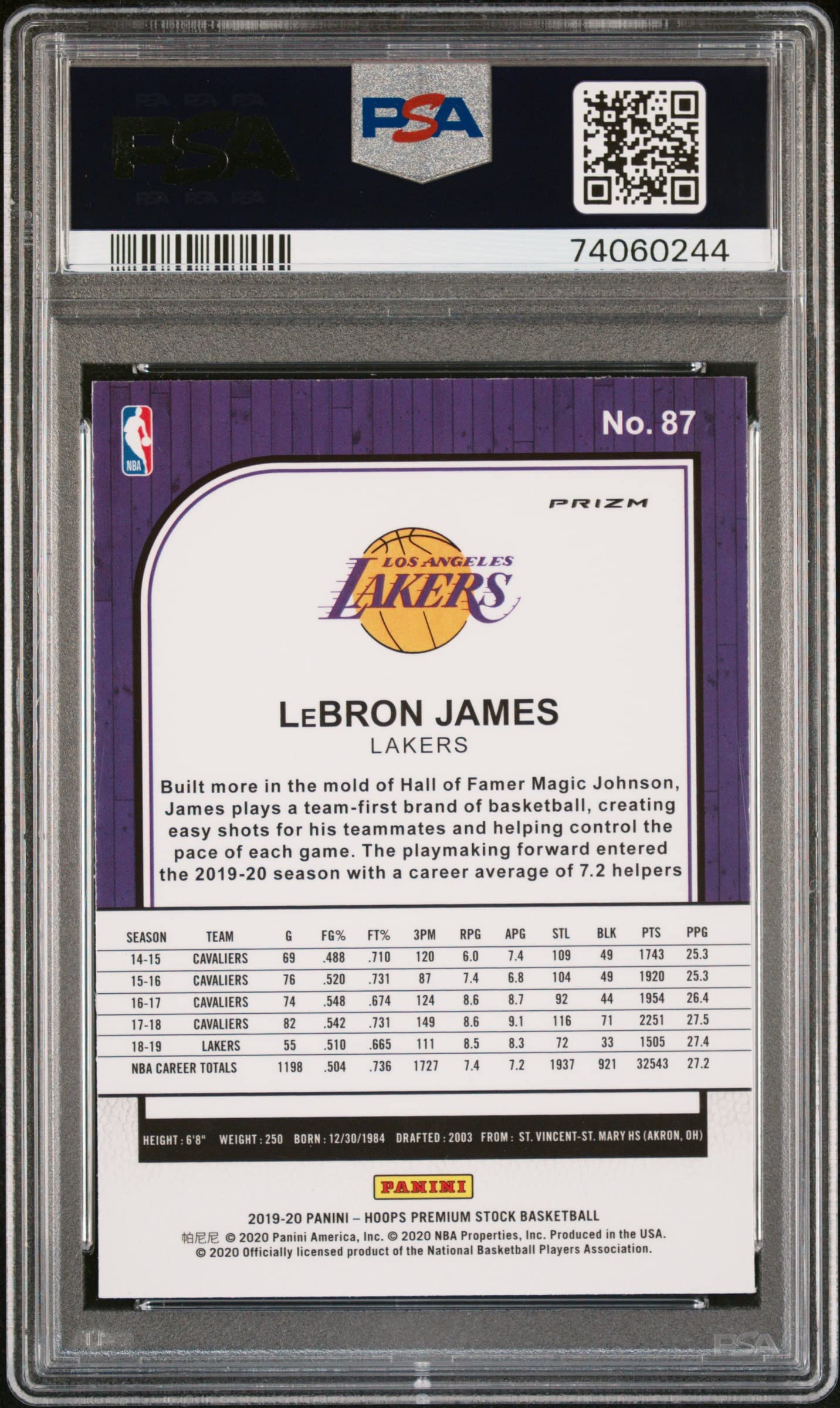 Amazon.com: LeBron James 2019 Panini Hoops Premium Stock Purple