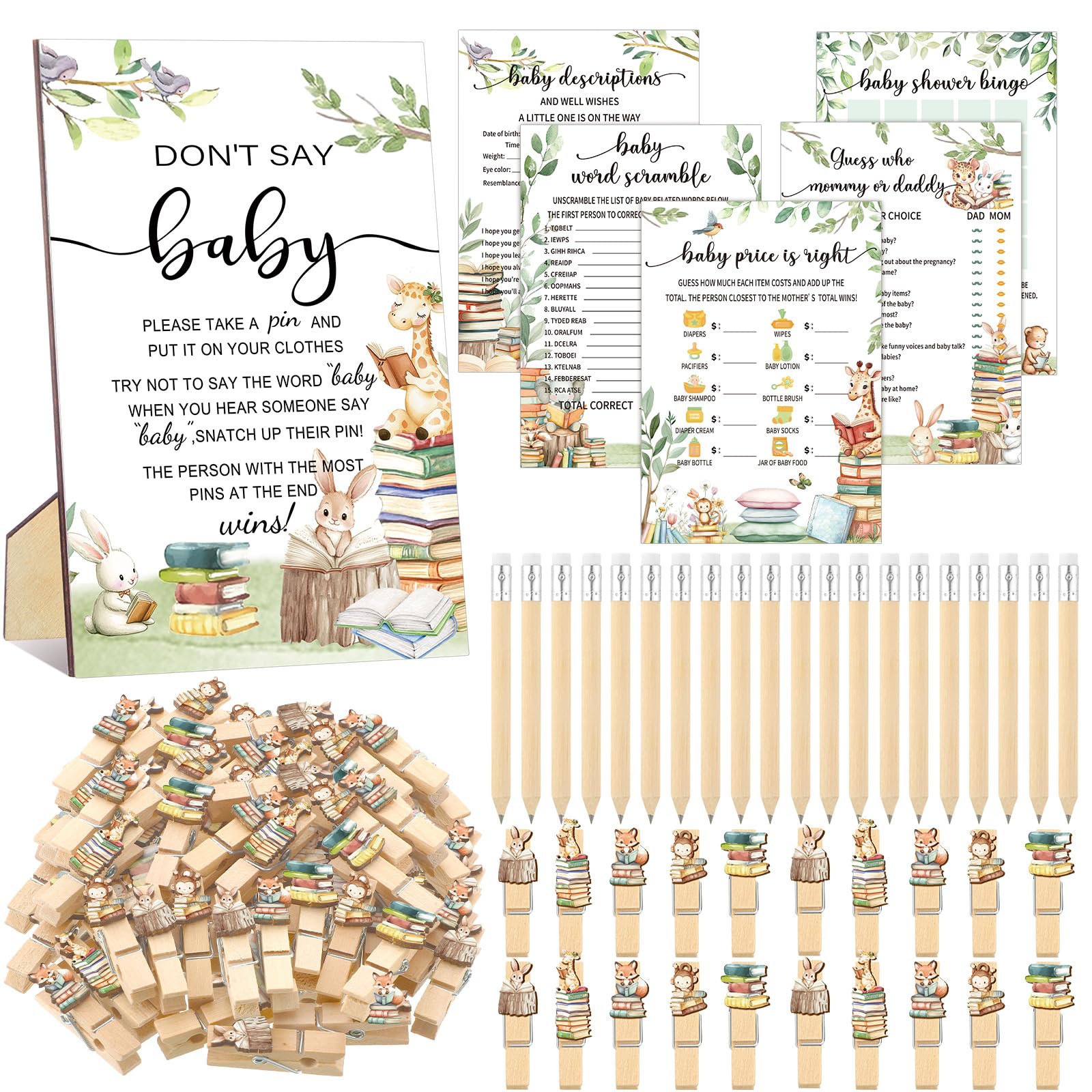 Patelai 321 Pcs Storybook Baby Shower Decorations Games Supplies, 50 Guests