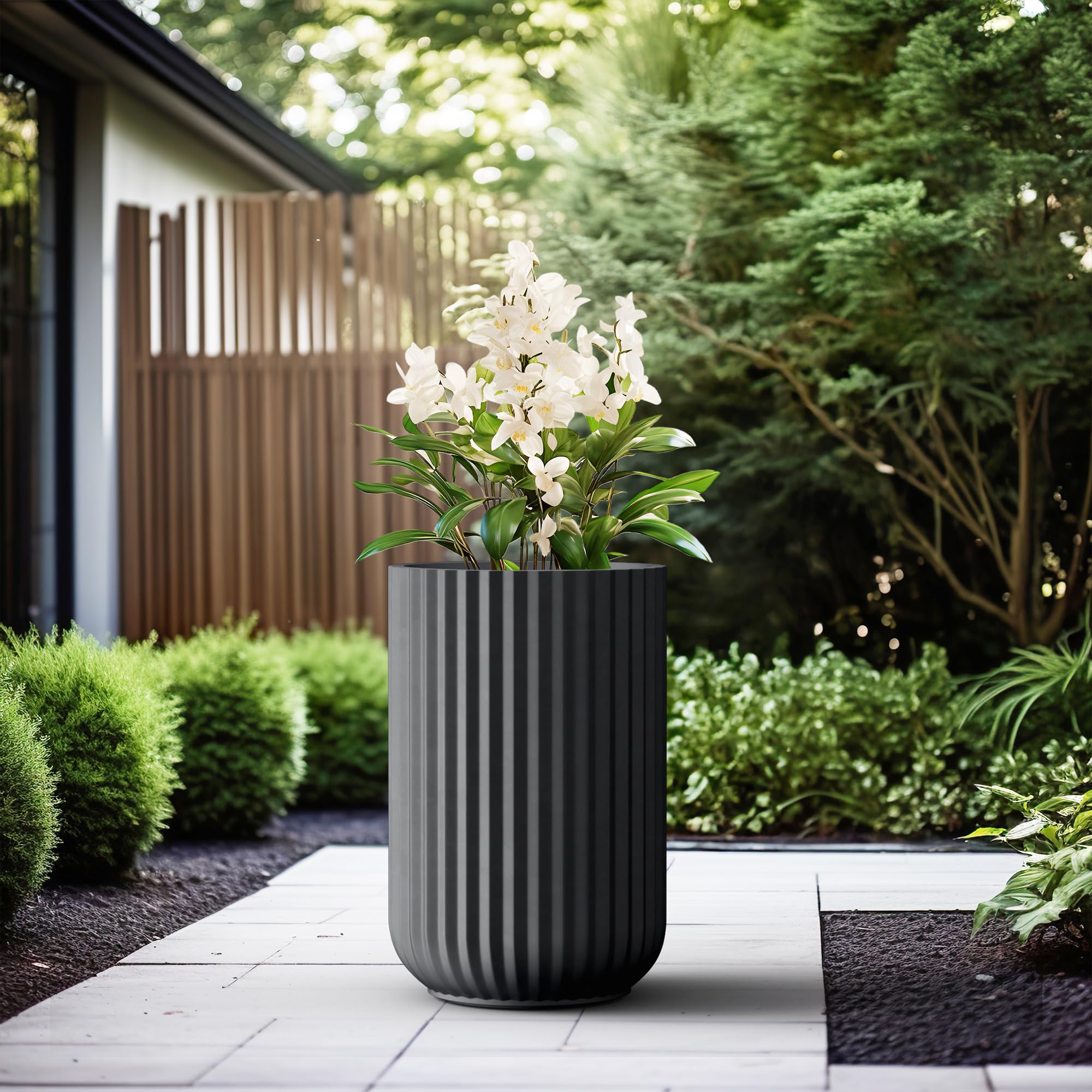 Amazon.com : Kante Tall Fulted Planter, 21.7 Inch Tall Round