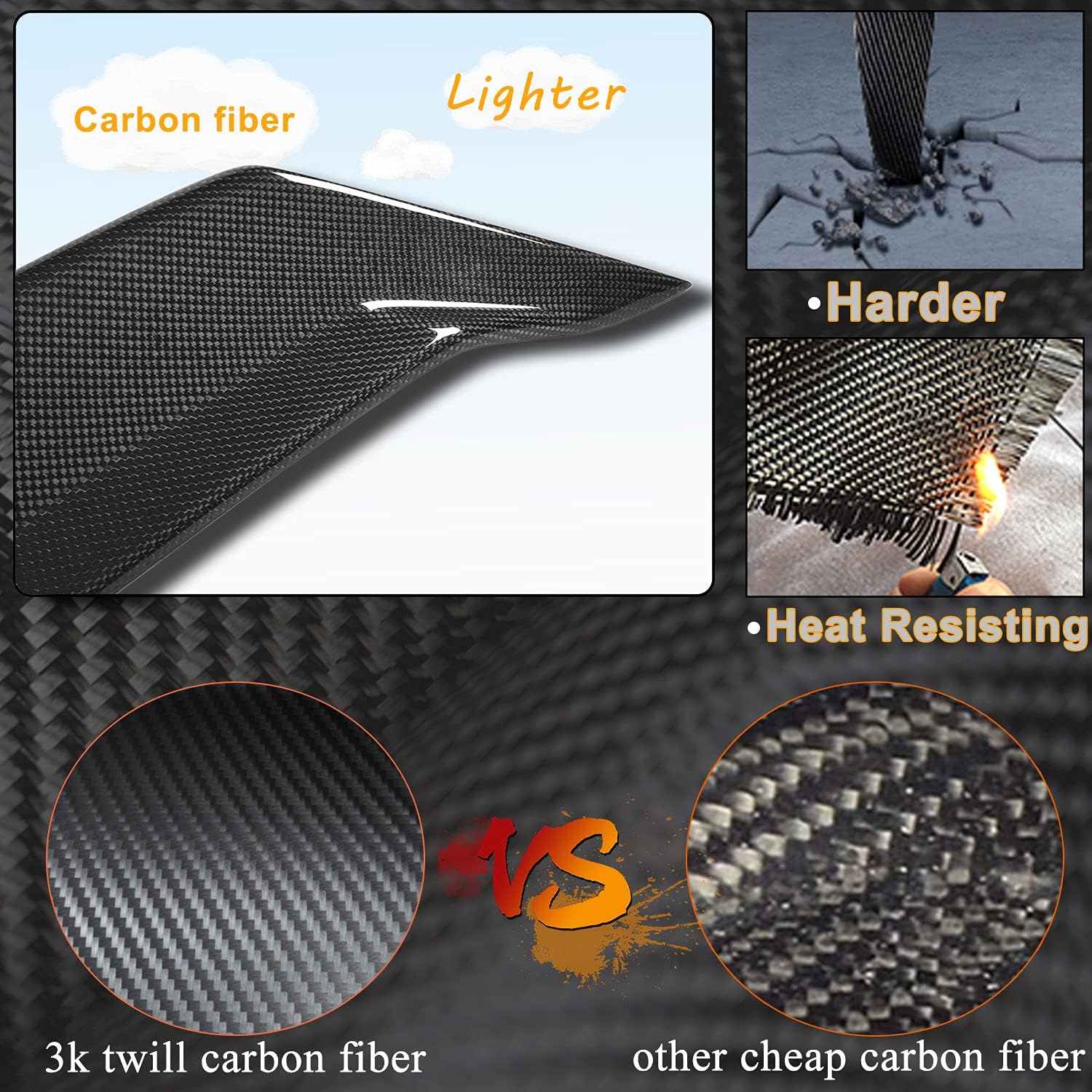 MCARCAR KIT Carbon Fiber Trunk Spoiler Fits for Cadillac ATS Sedan 2013-2017 CF Rear Boot Lid Highkick Spoiler Wing Lip