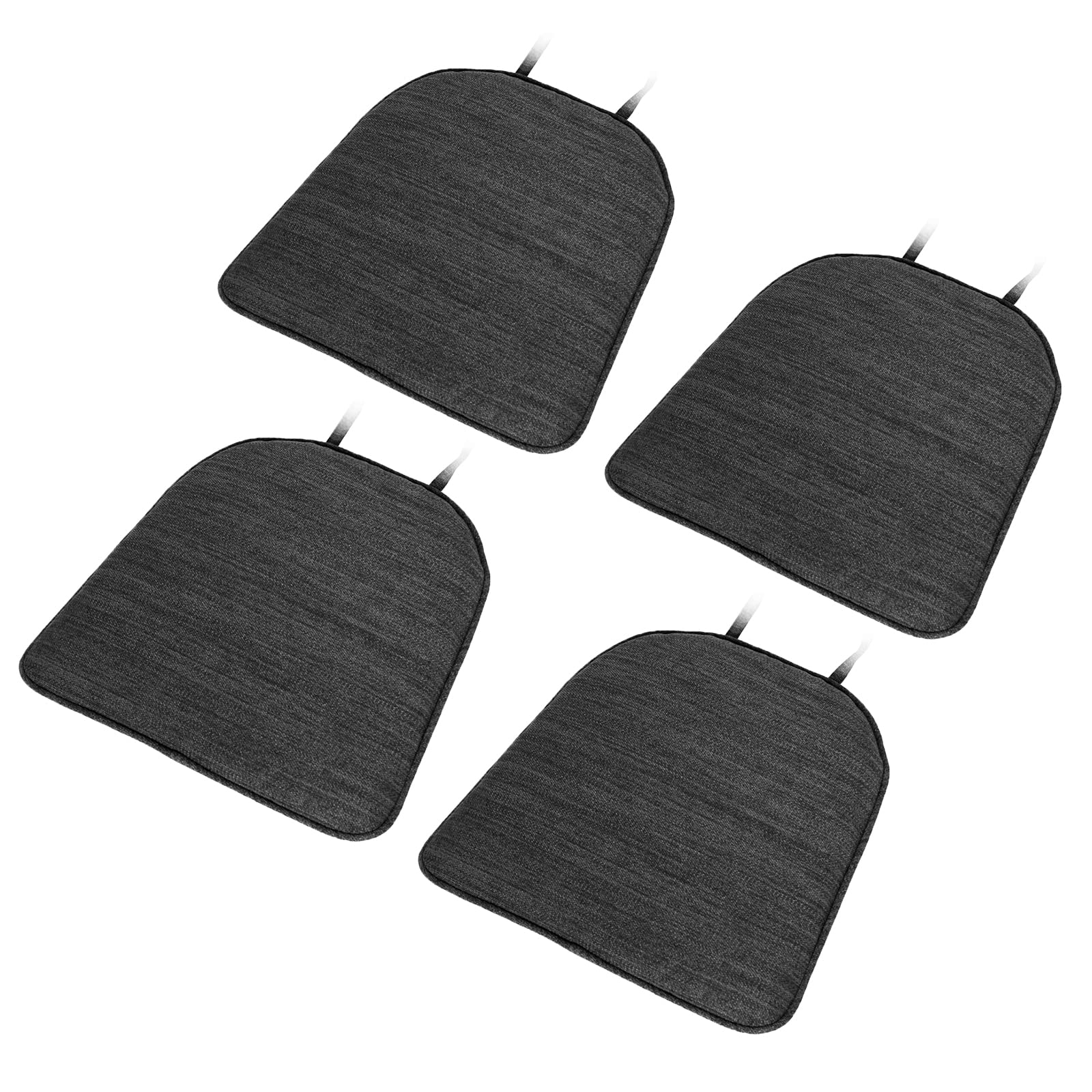 baibu Set of 4 Super Soft Metal Dining Chair Pads Bar Stool Cushion with Ties for Metal Chairs or Bar Stools - 4 Cushions Only (Gray Black, 14x14x1.5in)